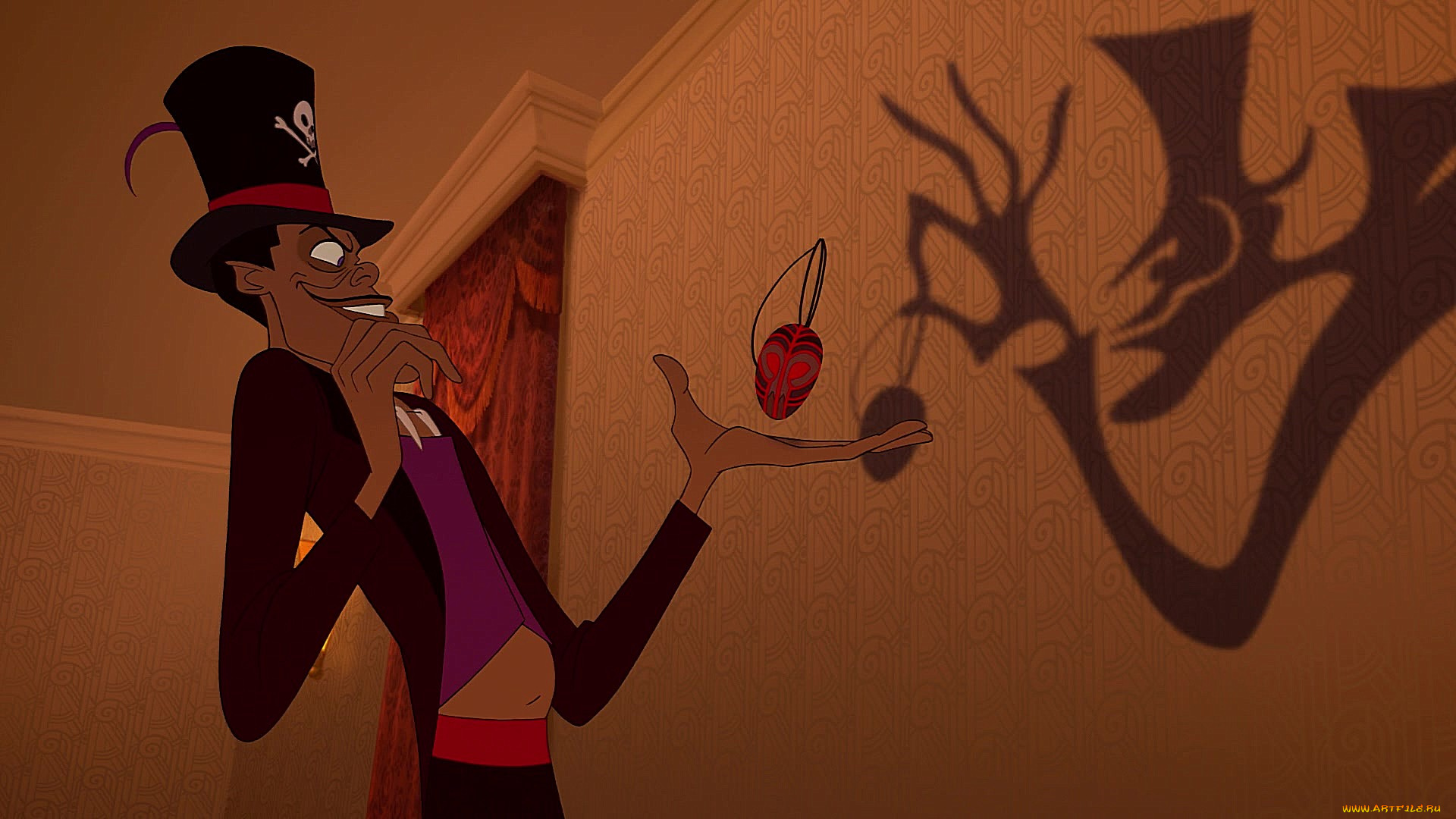 мультфильмы, the, princess, and, the, frog, шляпа, тень, медальон