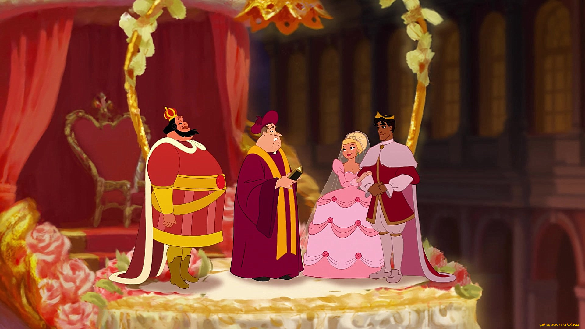 мультфильмы, the, princess, and, the, frog, священник, принцесса, король, трон, принц