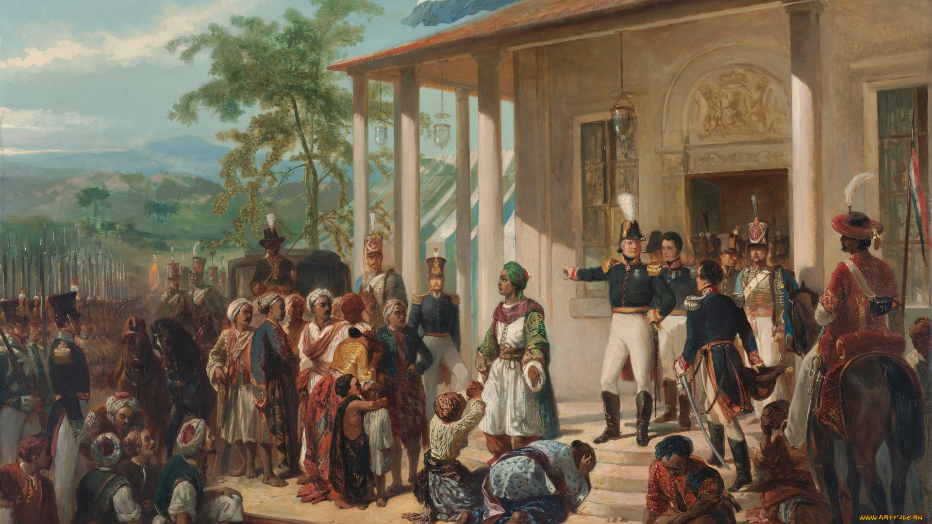 рисованное, живопись, the, submission, of, prince, dipo, negoro, general, de, ko, nicolaas, pieneman