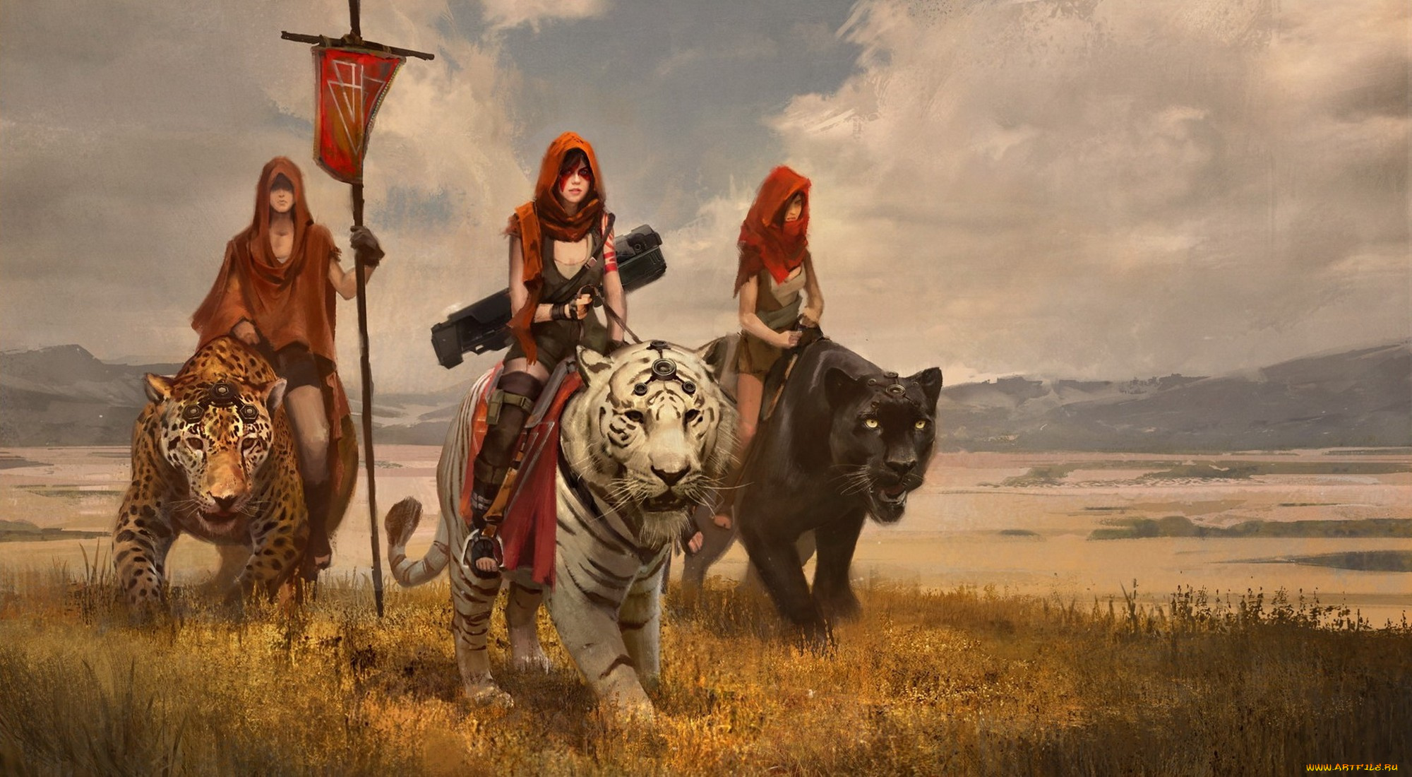 фэнтези, красавицы, и, чудовища, кошка, облака, животное, небо