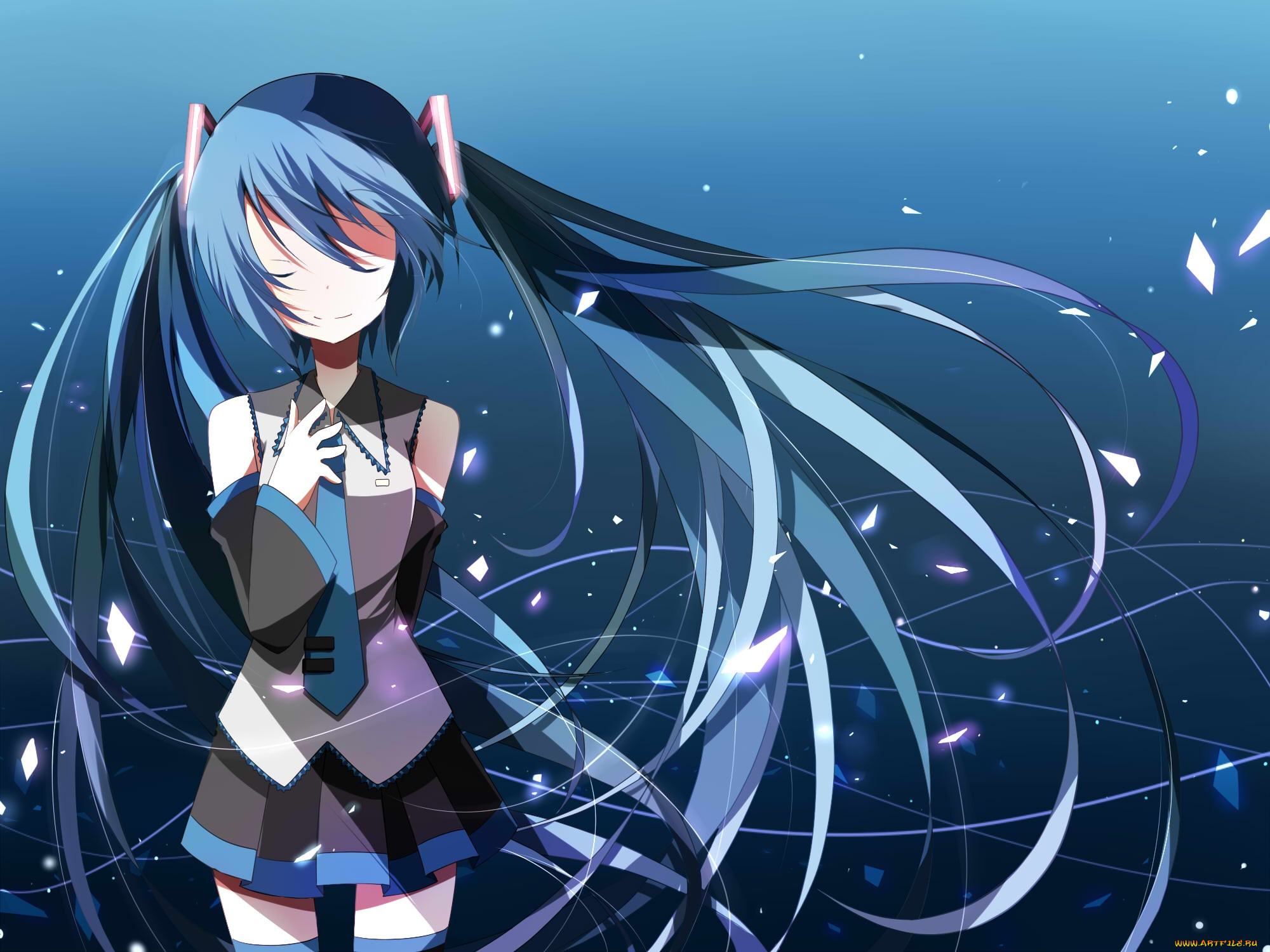 аниме, vocaloid, фон, девушка, взгляд