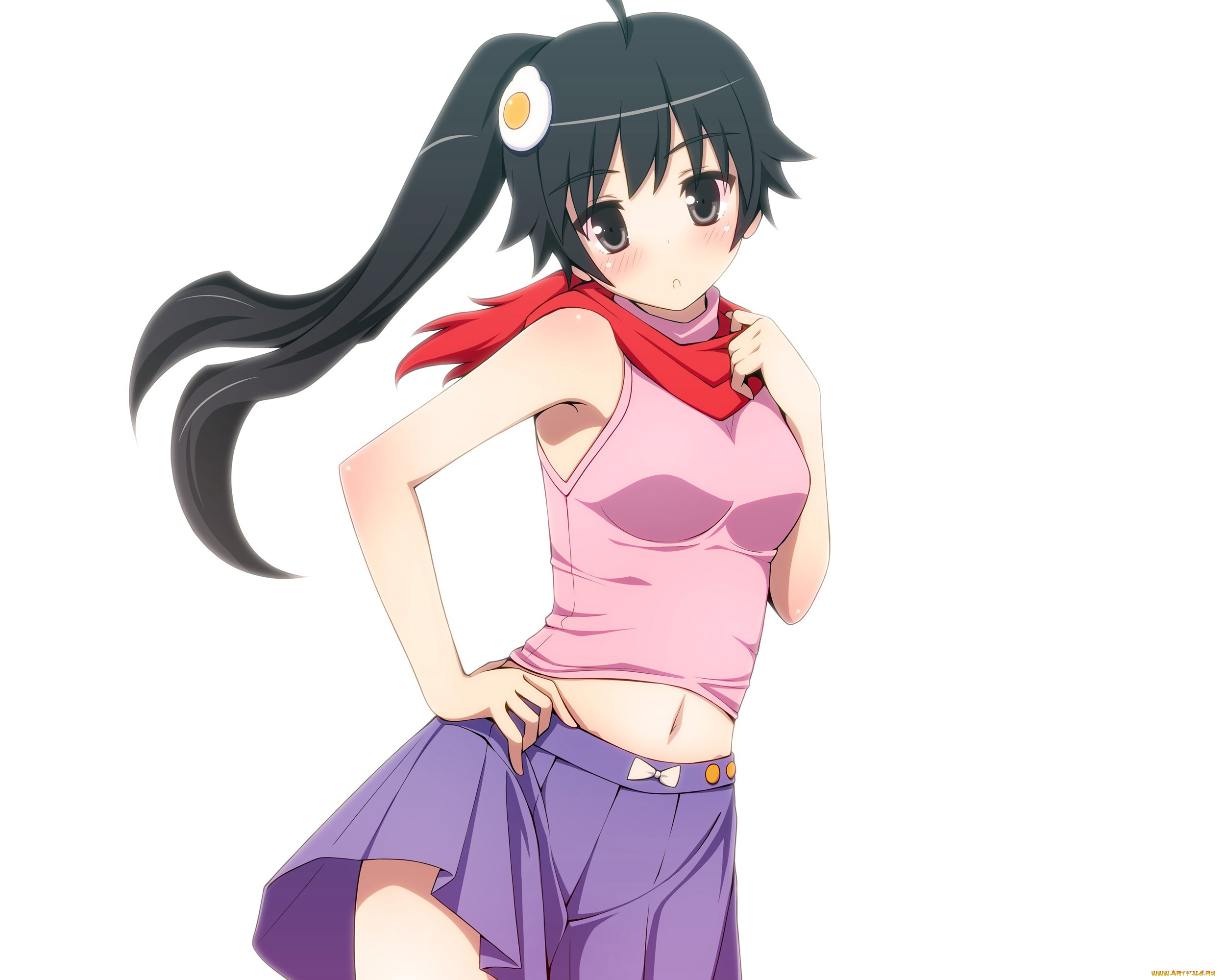 аниме, bakemonogatari, взгляд, фон, девушка