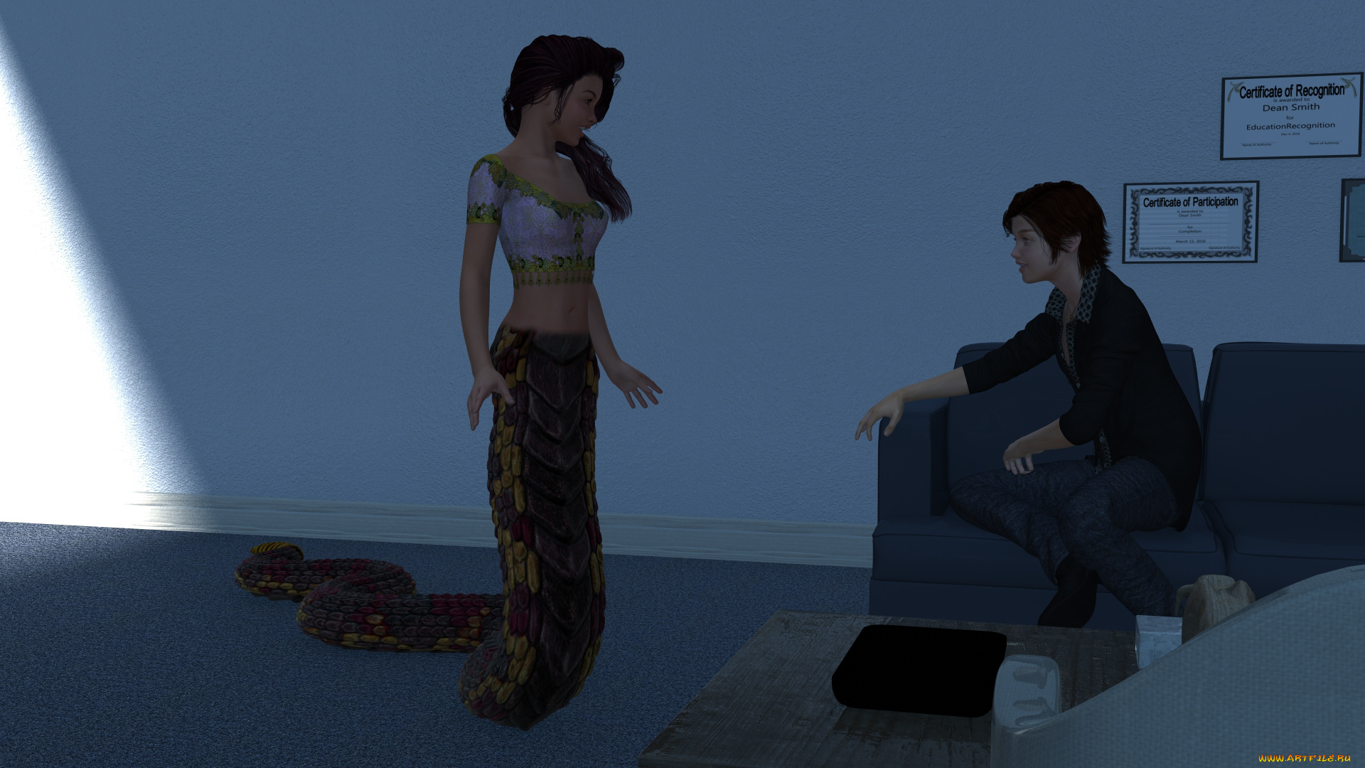 3д, графика, существа, , creatures, девушка, взгляд, фон