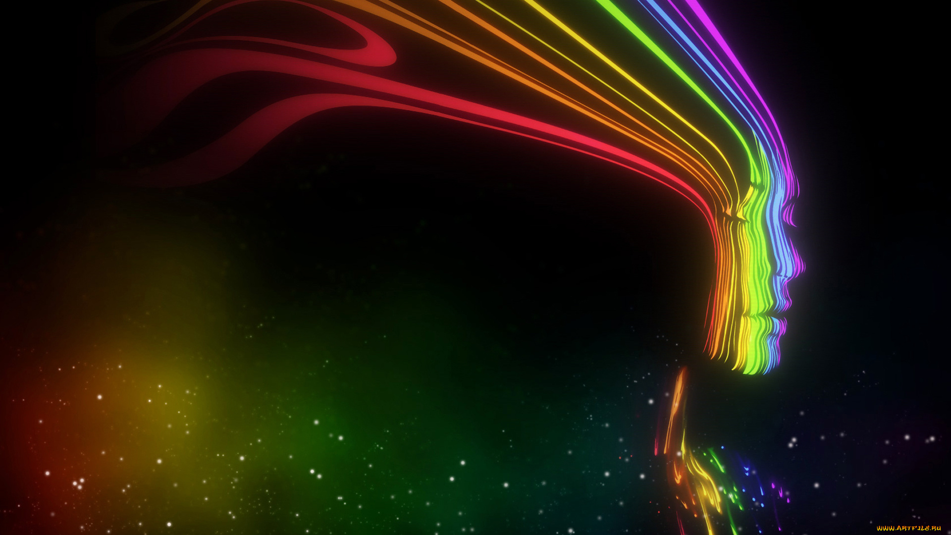 векторная, графика, девушки, , girls, полосы, радуга, лицо, девушка