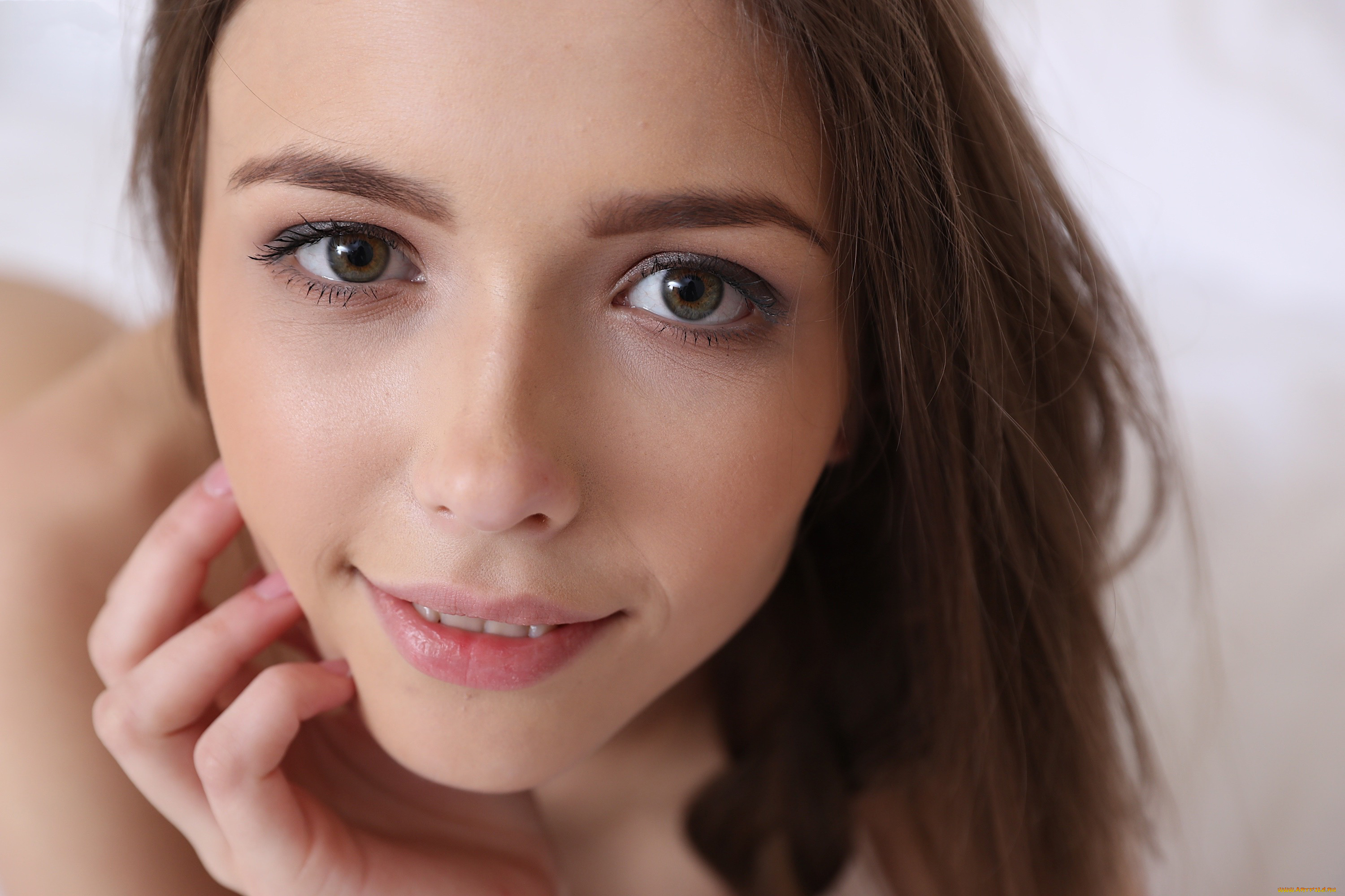 девушки, mila, azul, взгляд, фон, девушка