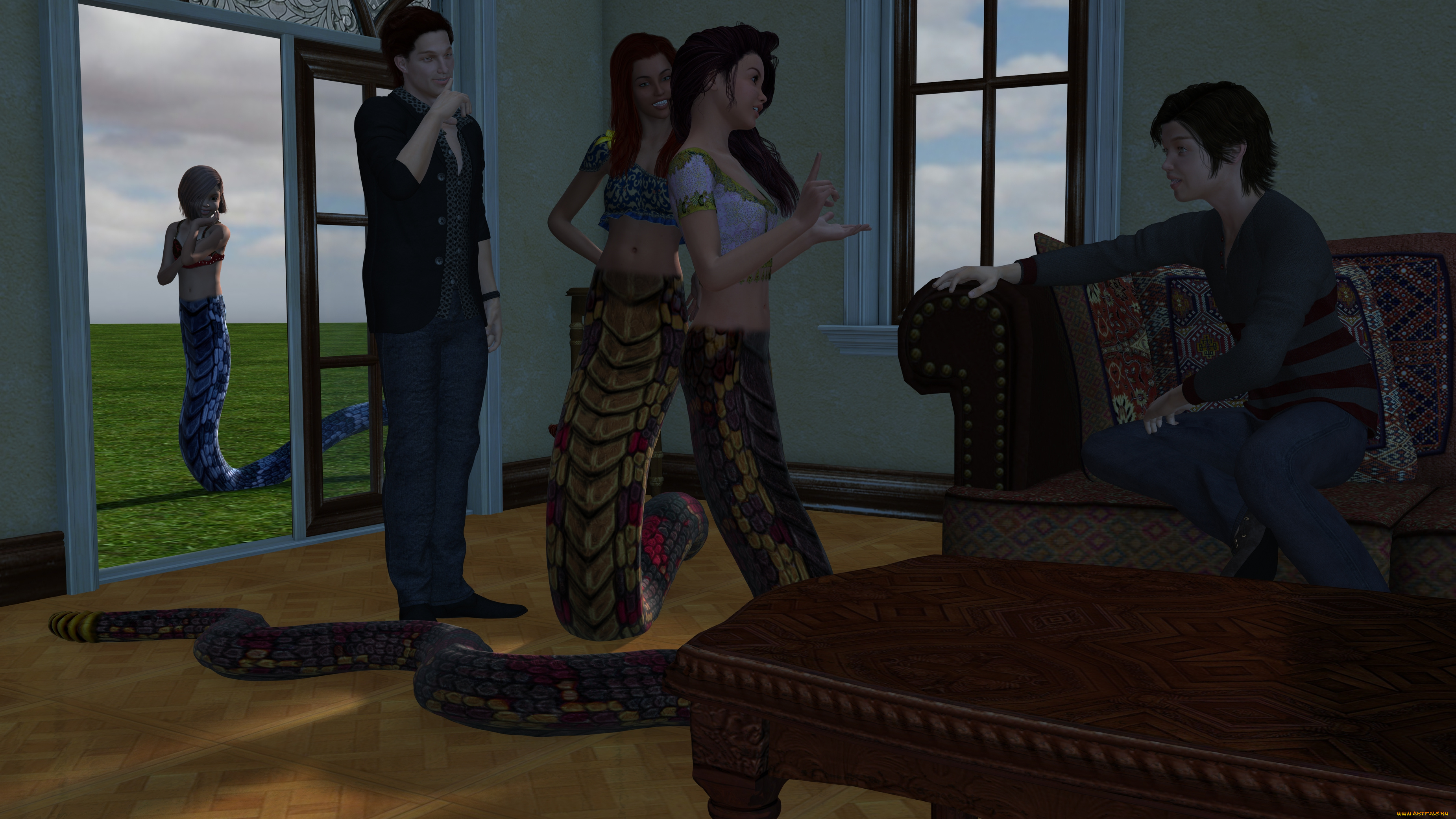 3д, графика, существа, , creatures, фон, взгляд, девушка