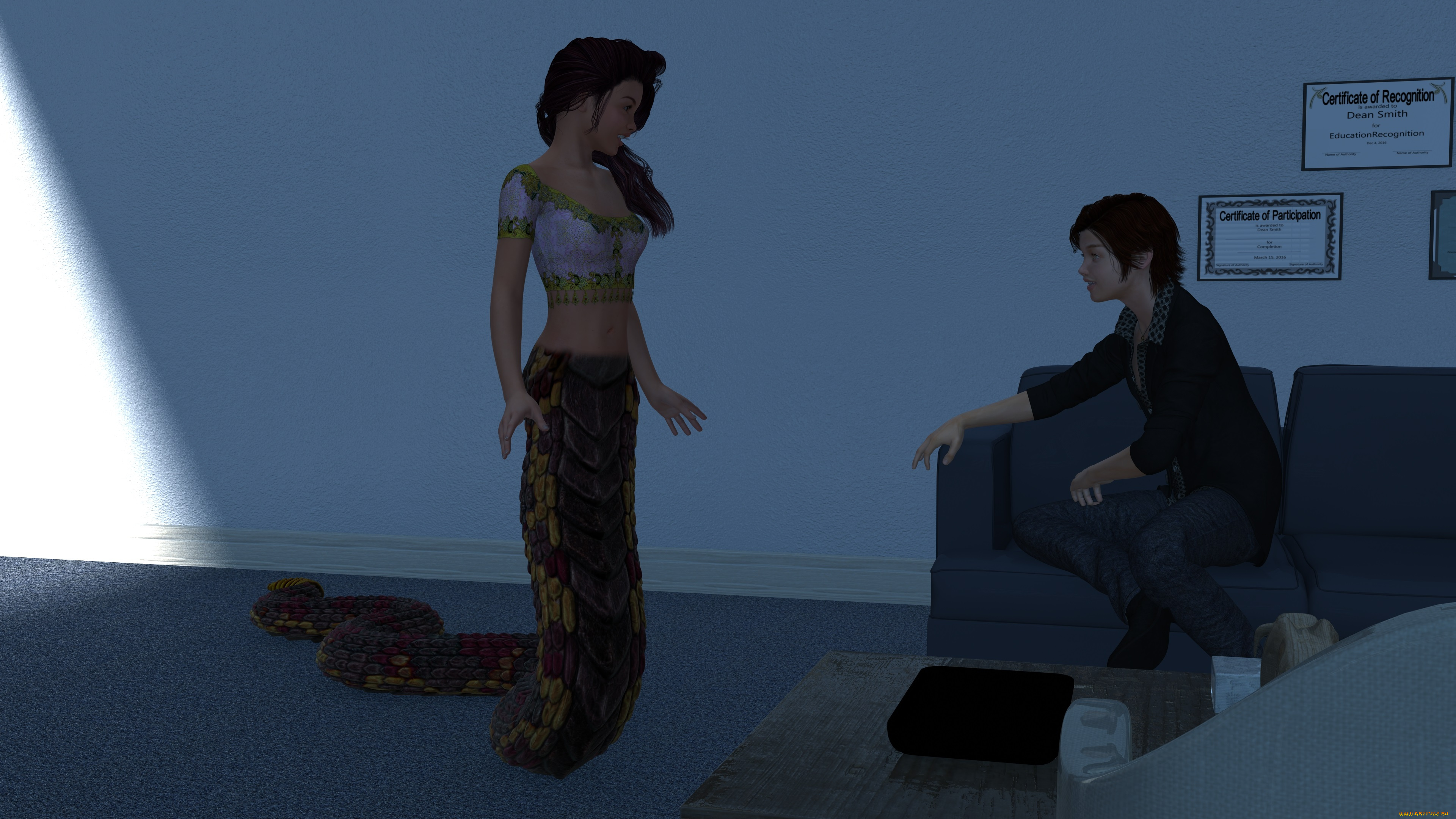 3д, графика, существа, , creatures, девушка, взгляд, фон