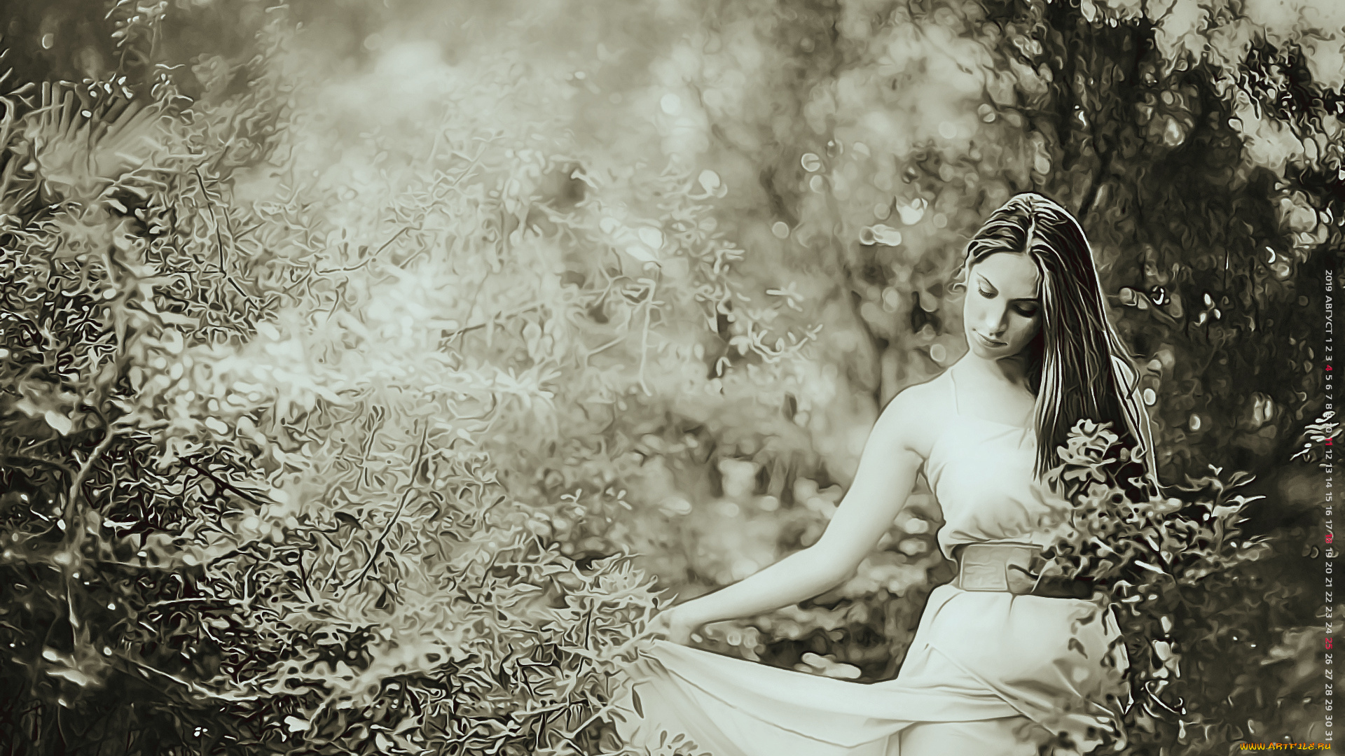 календари, компьютерный, дизайн, растение, девушка, 2019, природа, calendar, женщина