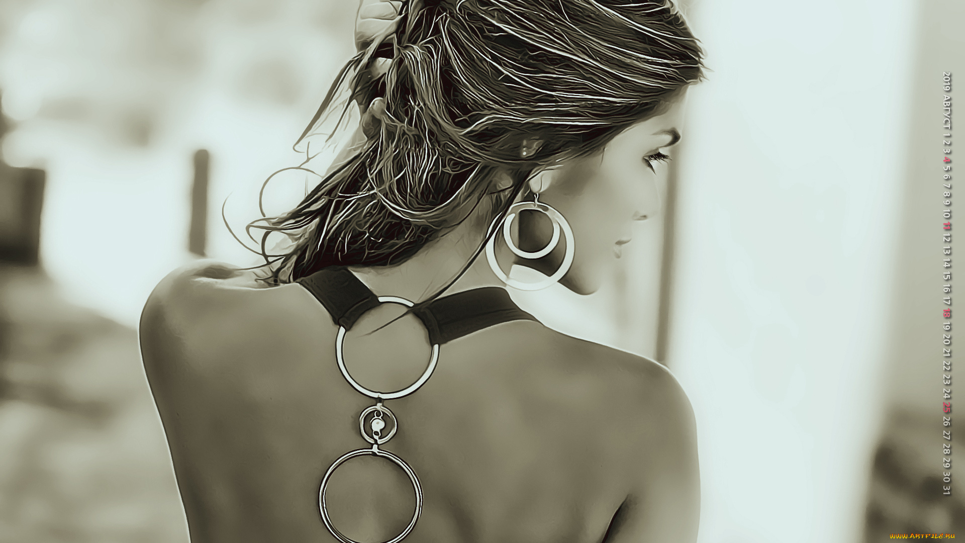 календари, компьютерный, дизайн, женщина, сзади, calendar, 2019, девушка