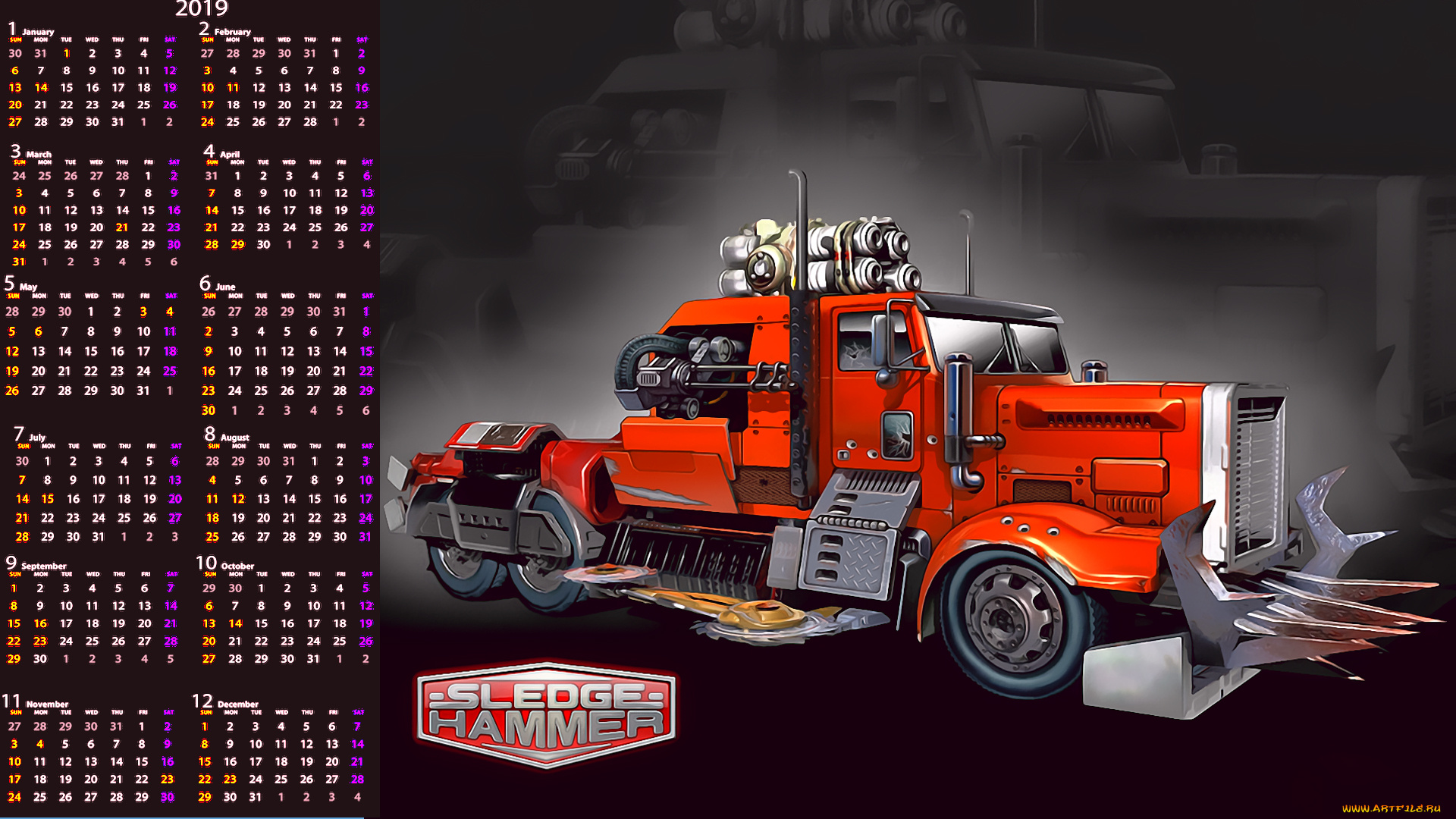 календари, видеоигры, машина, автомобиль, 2019, техника, calendar