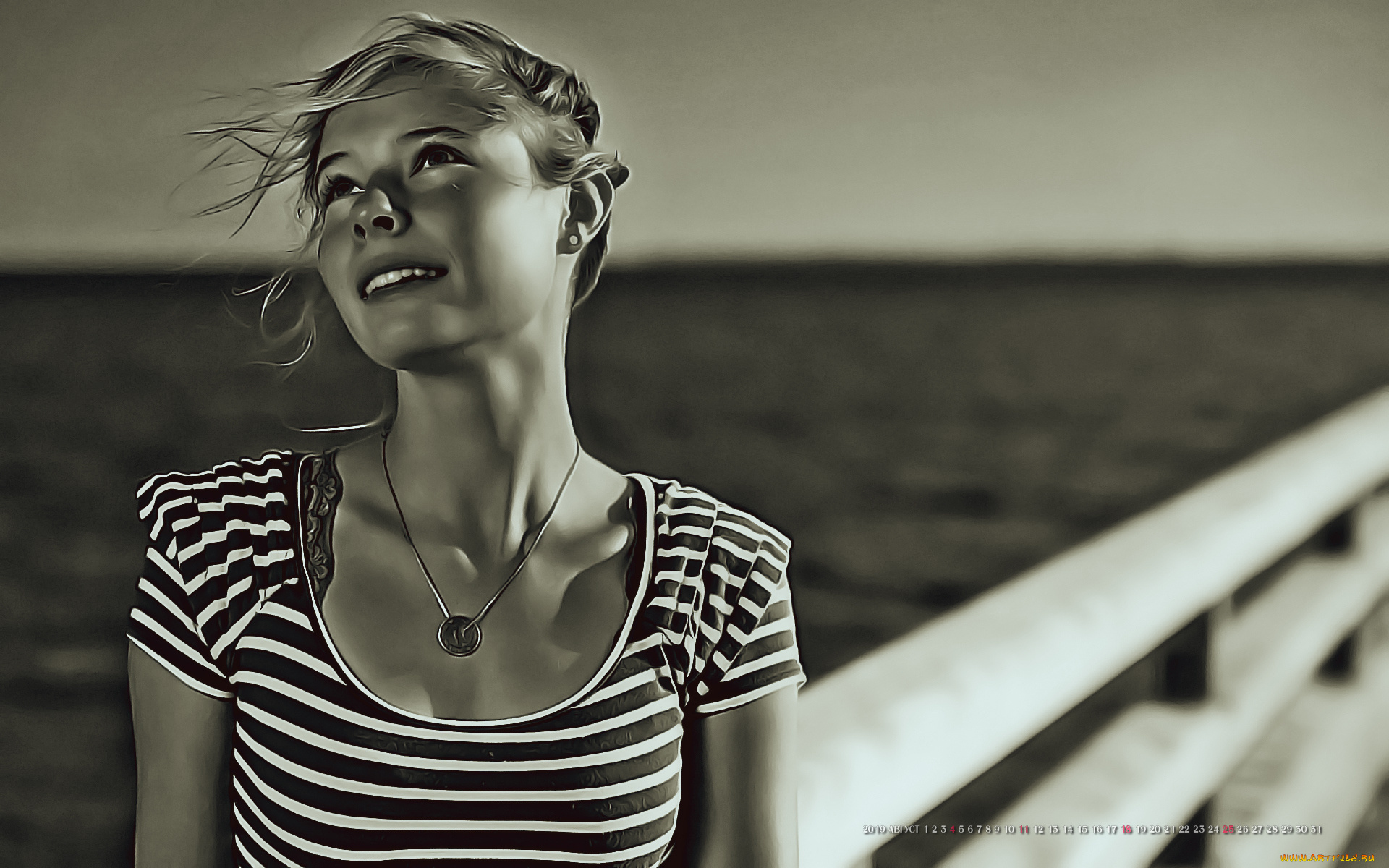 календари, компьютерный, дизайн, кулон, цепочка, девушка, водоем, calendar, 2019