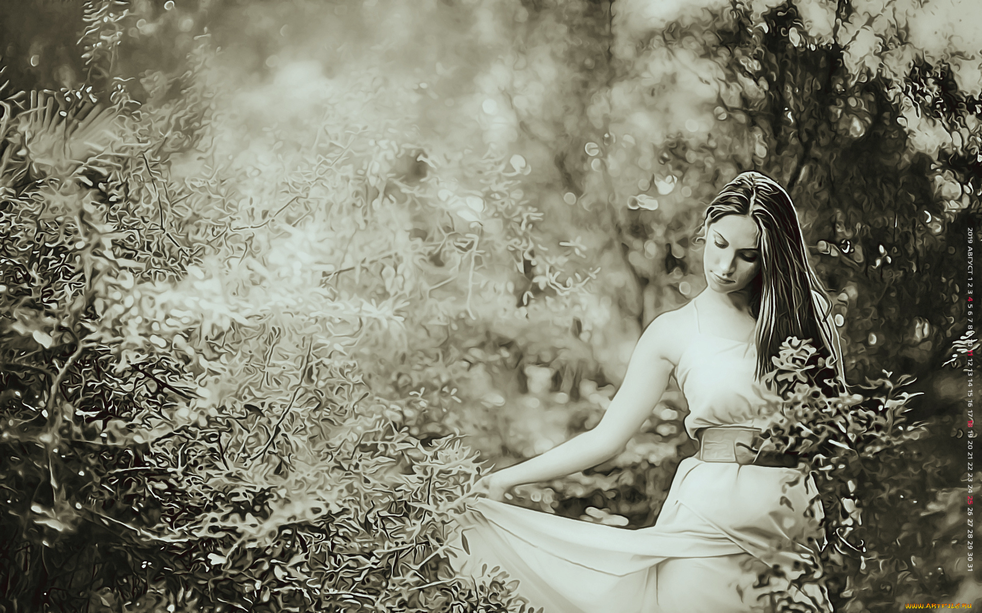 календари, компьютерный, дизайн, растение, девушка, 2019, природа, calendar, женщина