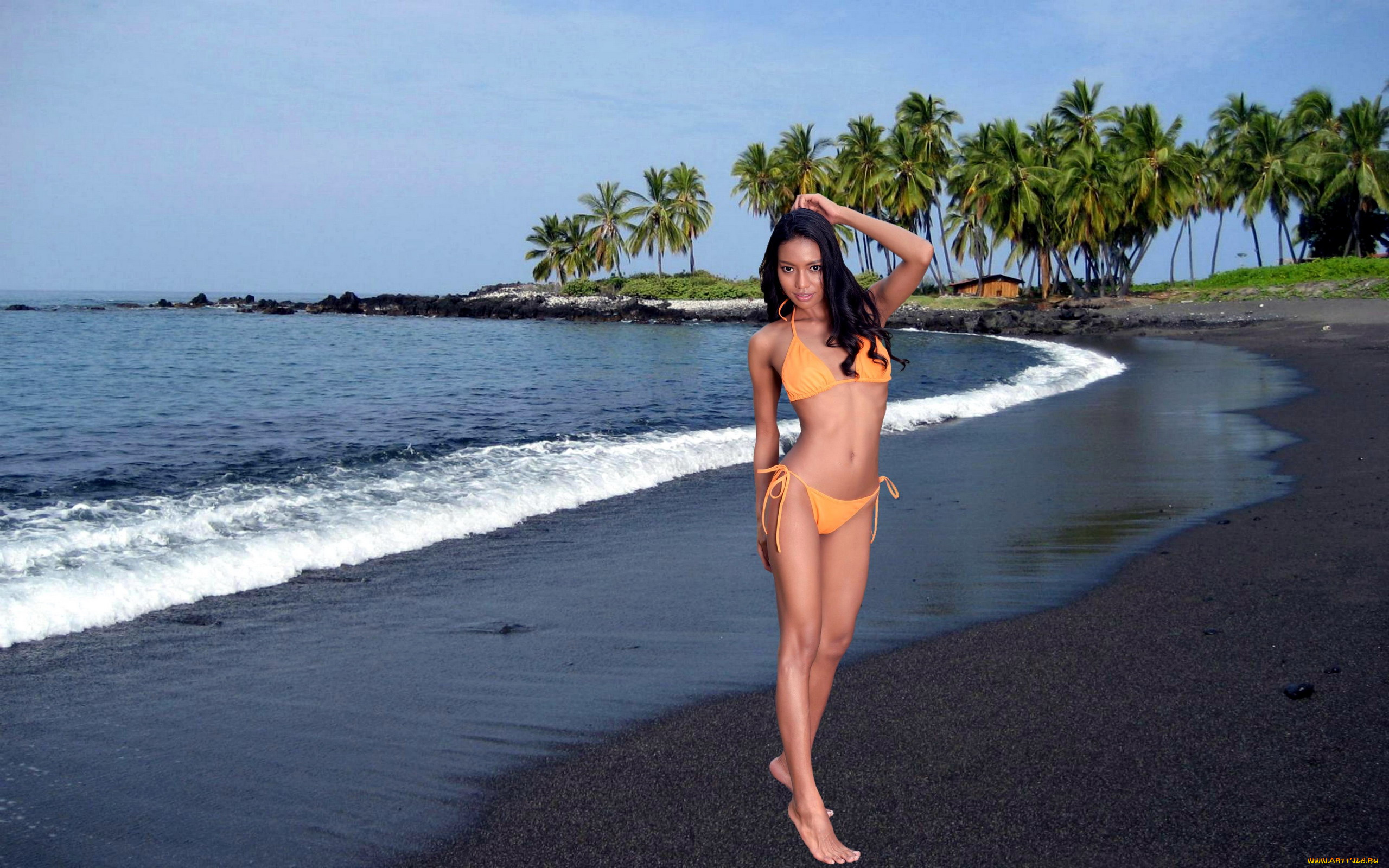 девушки, chloe, rose, пляж, бикини