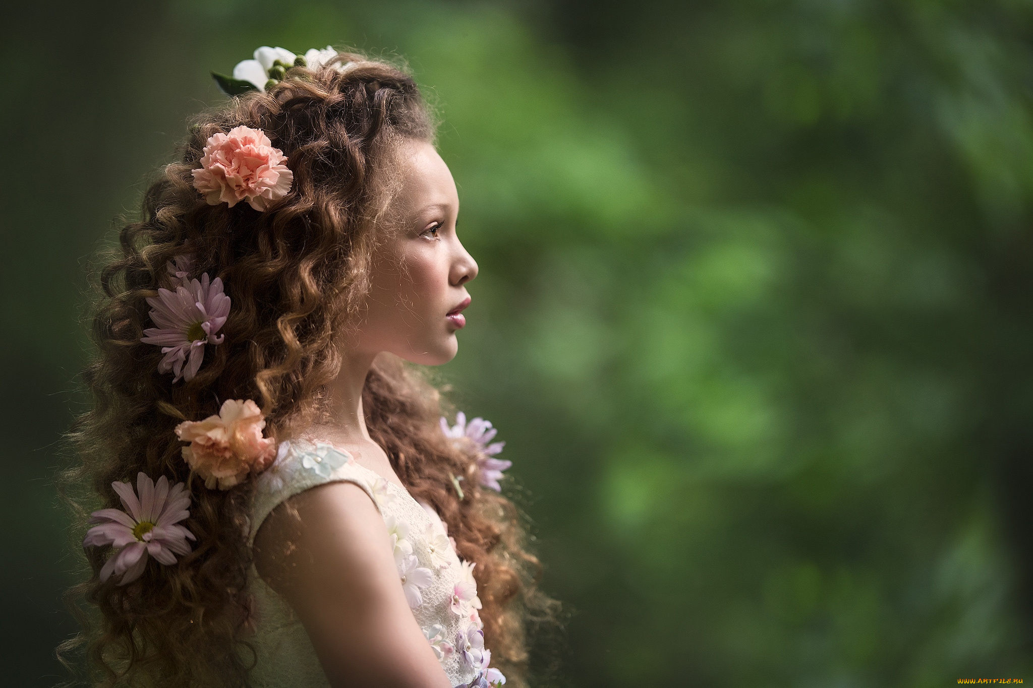 разное, дети, девочка, волосы, цветы