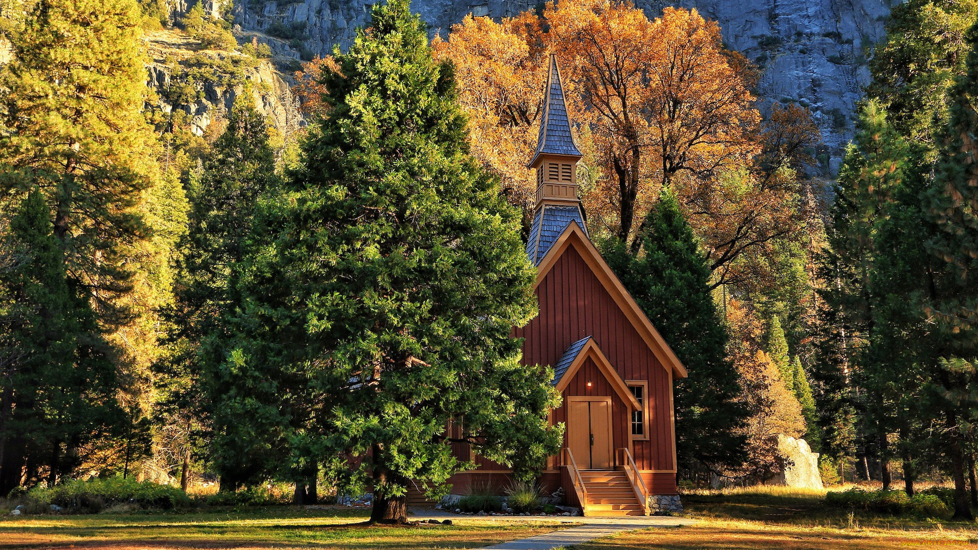 yosemite, chapel, города, -, католические, соборы, , костелы, , аббатства, yosemite, chapel