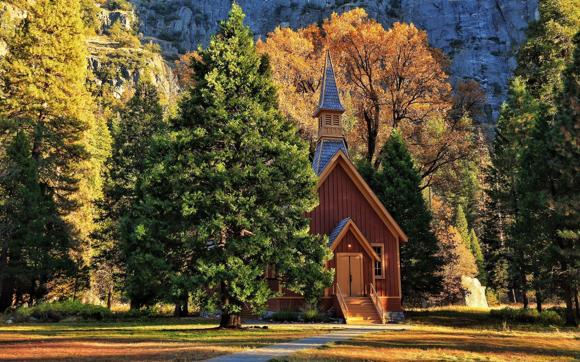 yosemite, chapel, города, -, католические, соборы, , костелы, , аббатства, yosemite, chapel