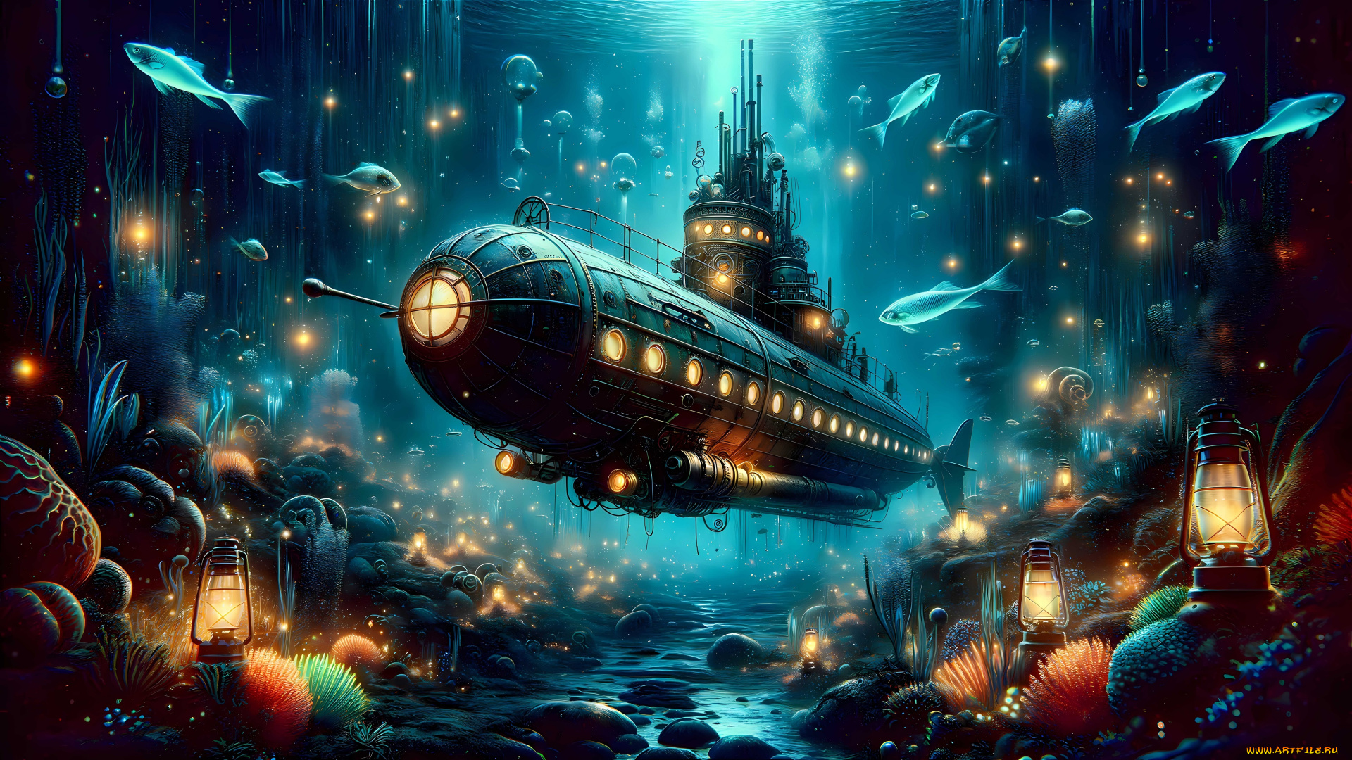 фэнтези, корабли, подводная, лодка