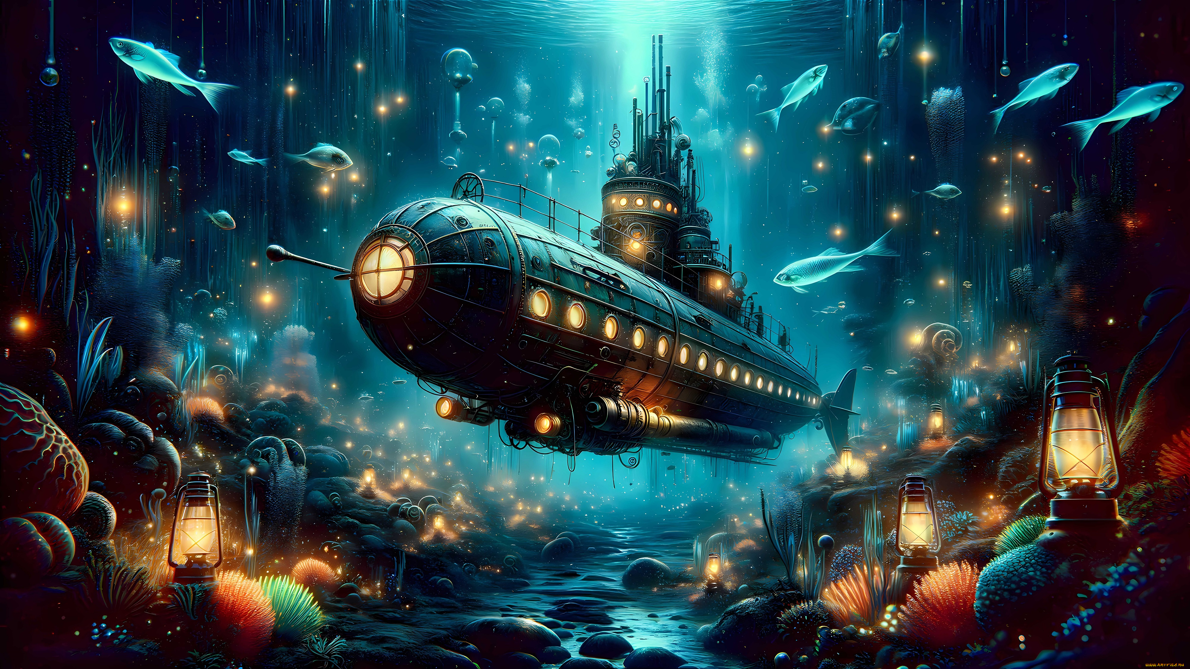 фэнтези, корабли, подводная, лодка
