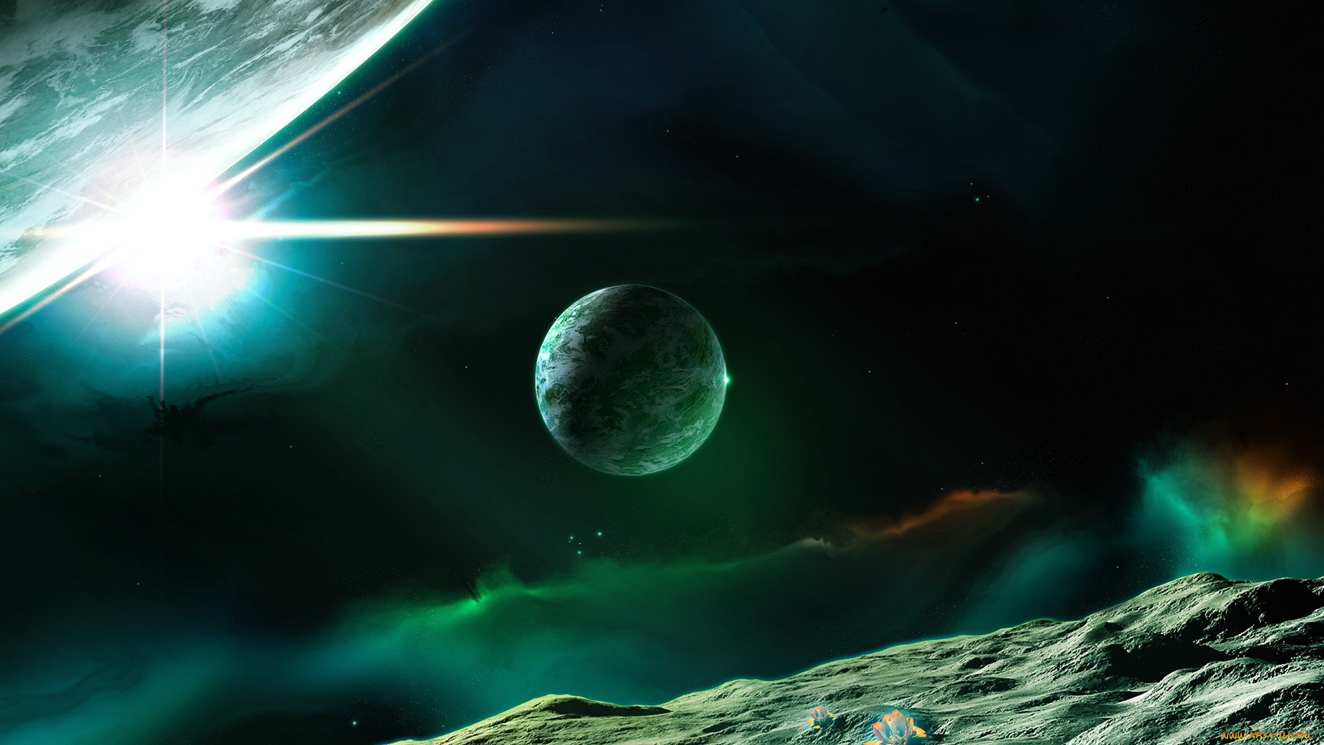 космос, арт, тёмный, планета