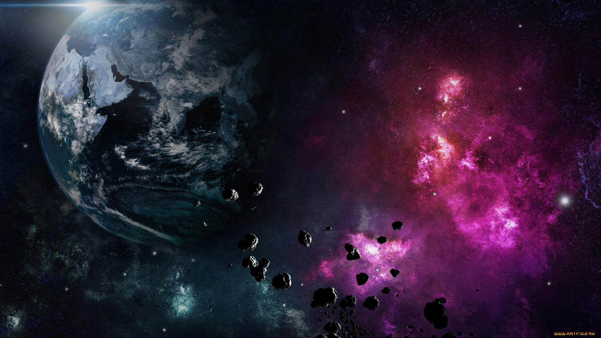 космос, арт, явление, осколки, метеориты, планета