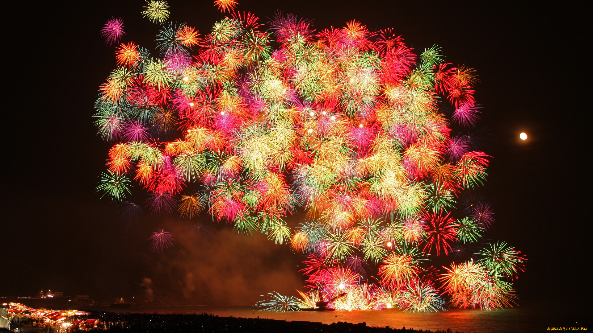 разное, салюты, фейерверки, тёмный, фон, салют