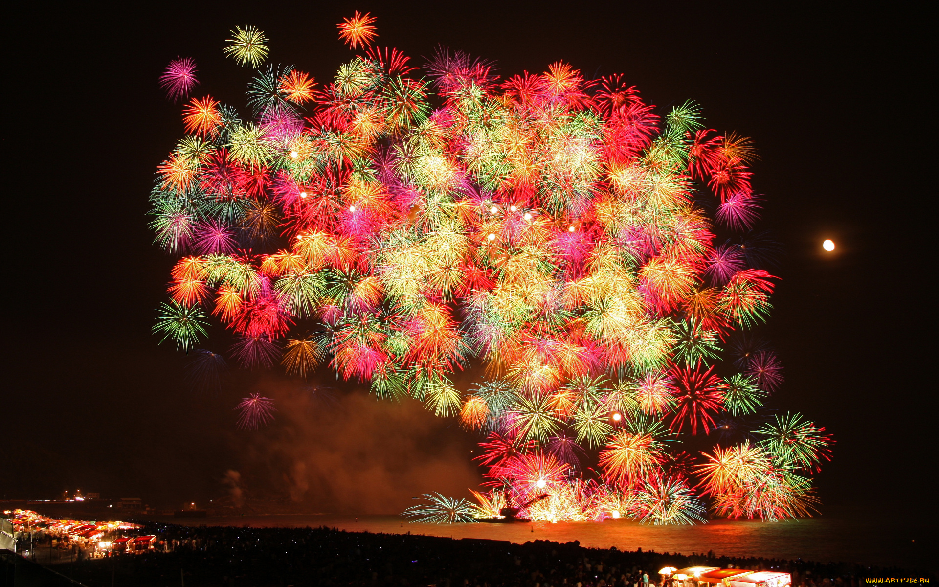 разное, салюты, фейерверки, тёмный, фон, салют