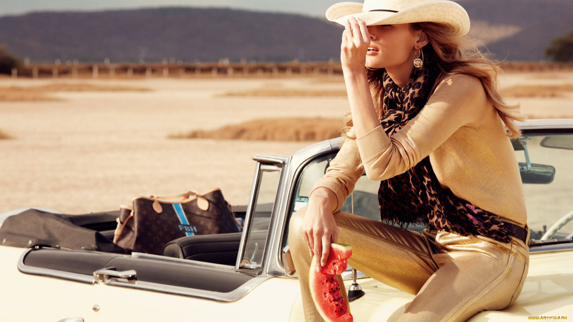 автомобили, авто, девушками, арбуз, шляпа, кабриолет, edita, vilkeviciute