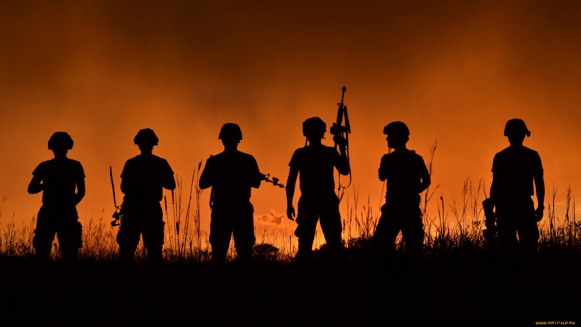 оружие, армия, спецназ, солдаты, закат