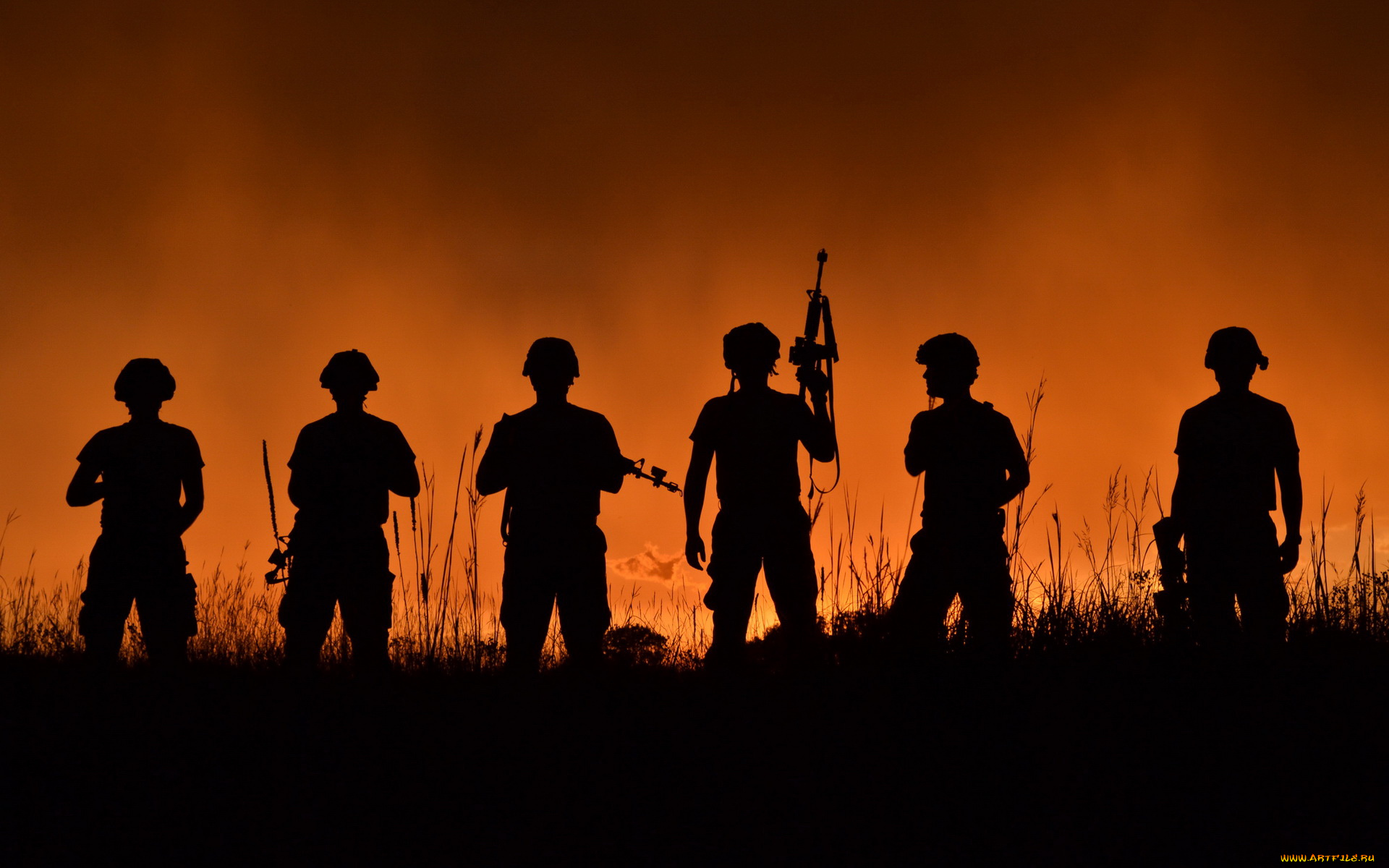 оружие, армия, спецназ, солдаты, закат