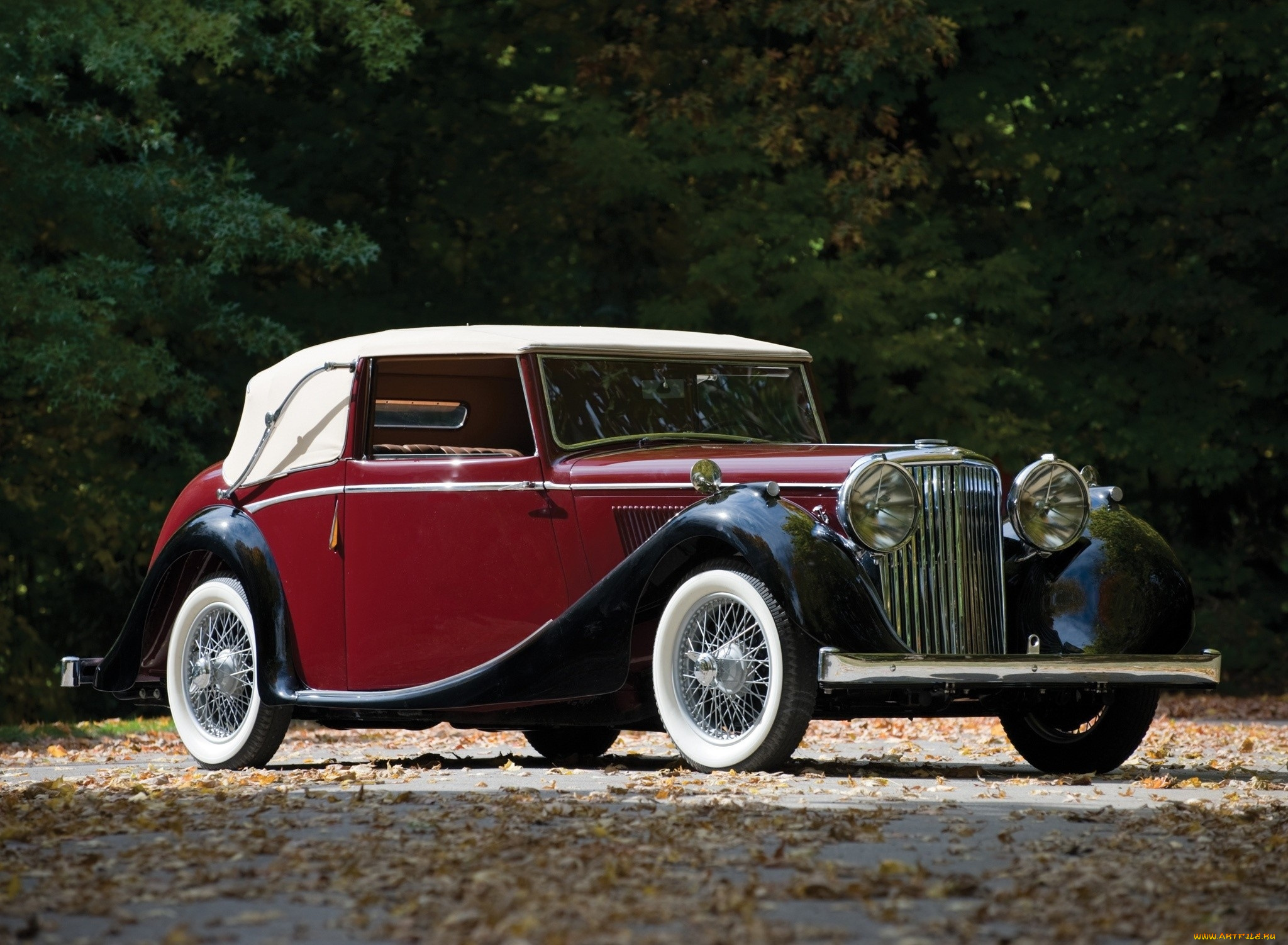 автомобили, классика, автомобиль, дорога, деревья