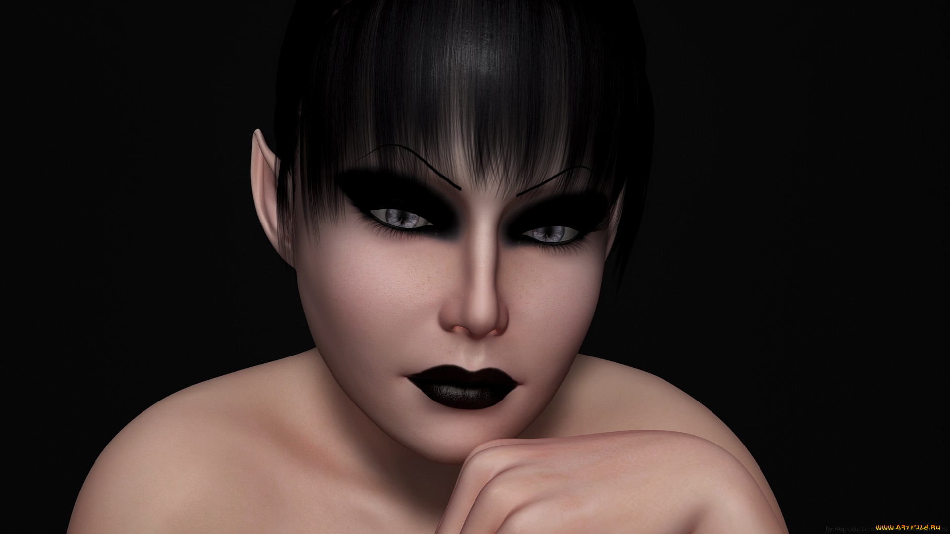 3д, графика, эльфы, , elves, эльфийка, фон, взгляд