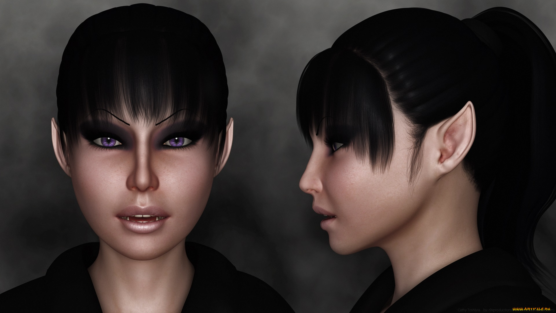 3д, графика, эльфы, , elves, фон, взгляд, эльфийка