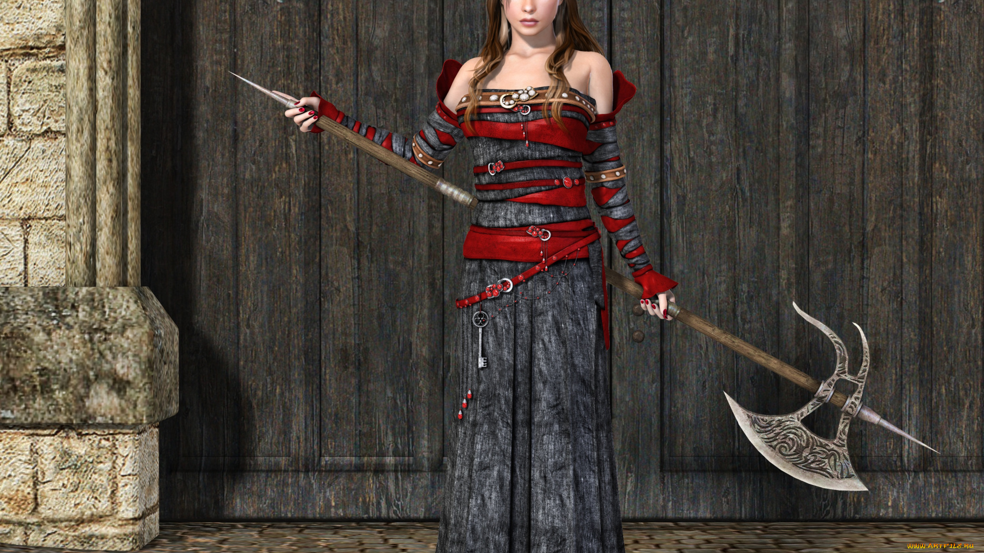 3д, графика, фантазия, , fantasy, оружие, девушка, взгляд