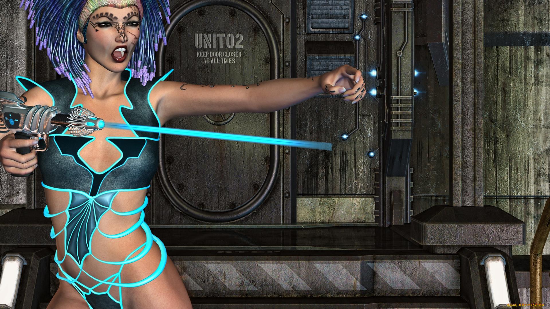 3д, графика, фантазия, , fantasy, оружие, взгляд, девушка