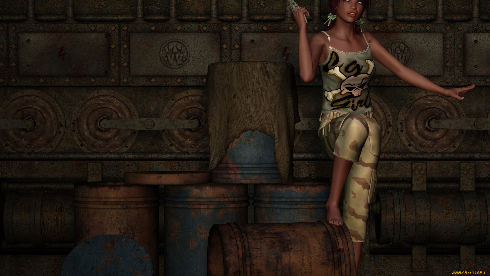 3д, графика, фантазия, , fantasy, взгляд, девушка, оружие