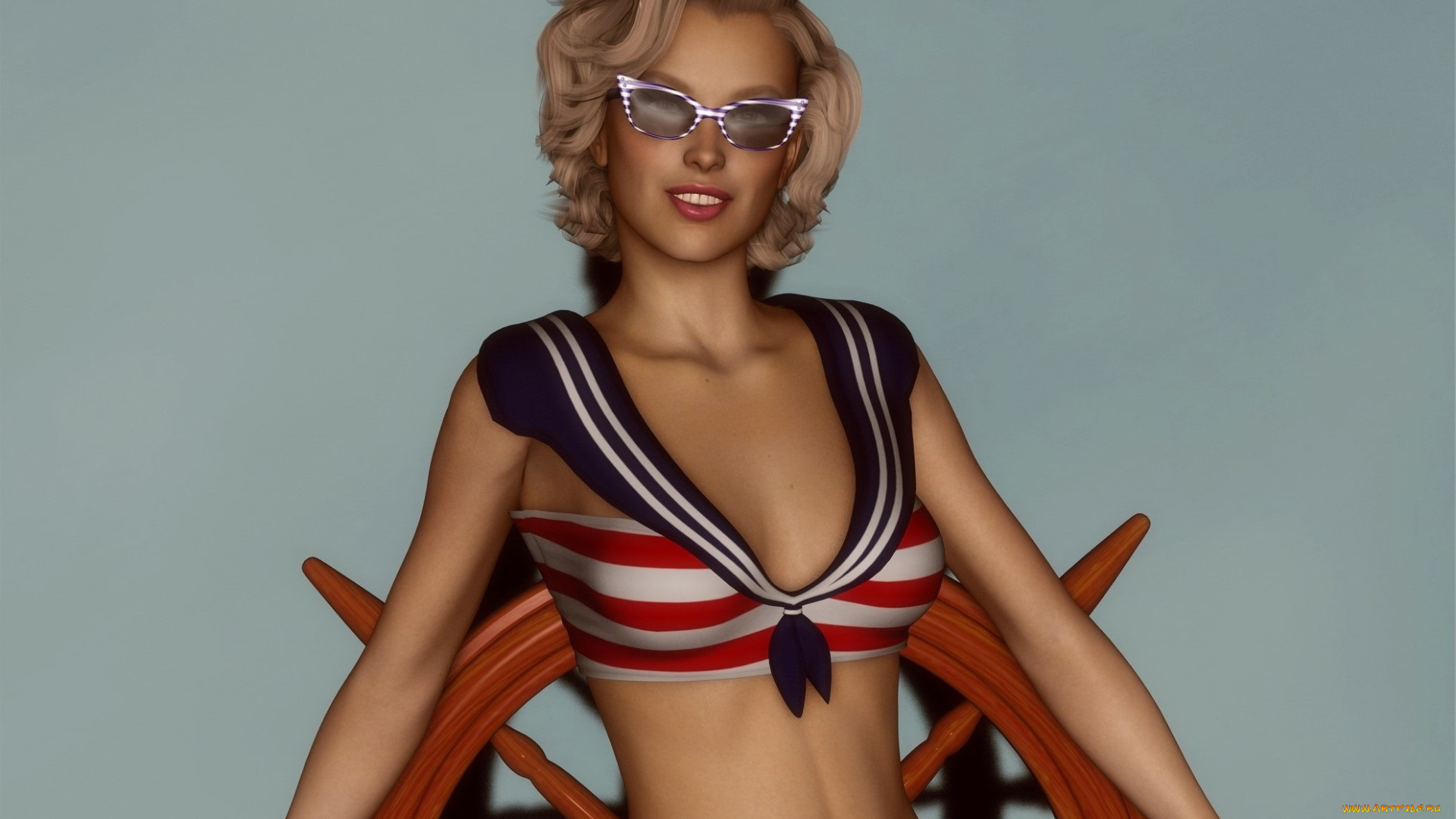 3д, графика, люди, , people, улыбка, взгляд, девушка, шляпа