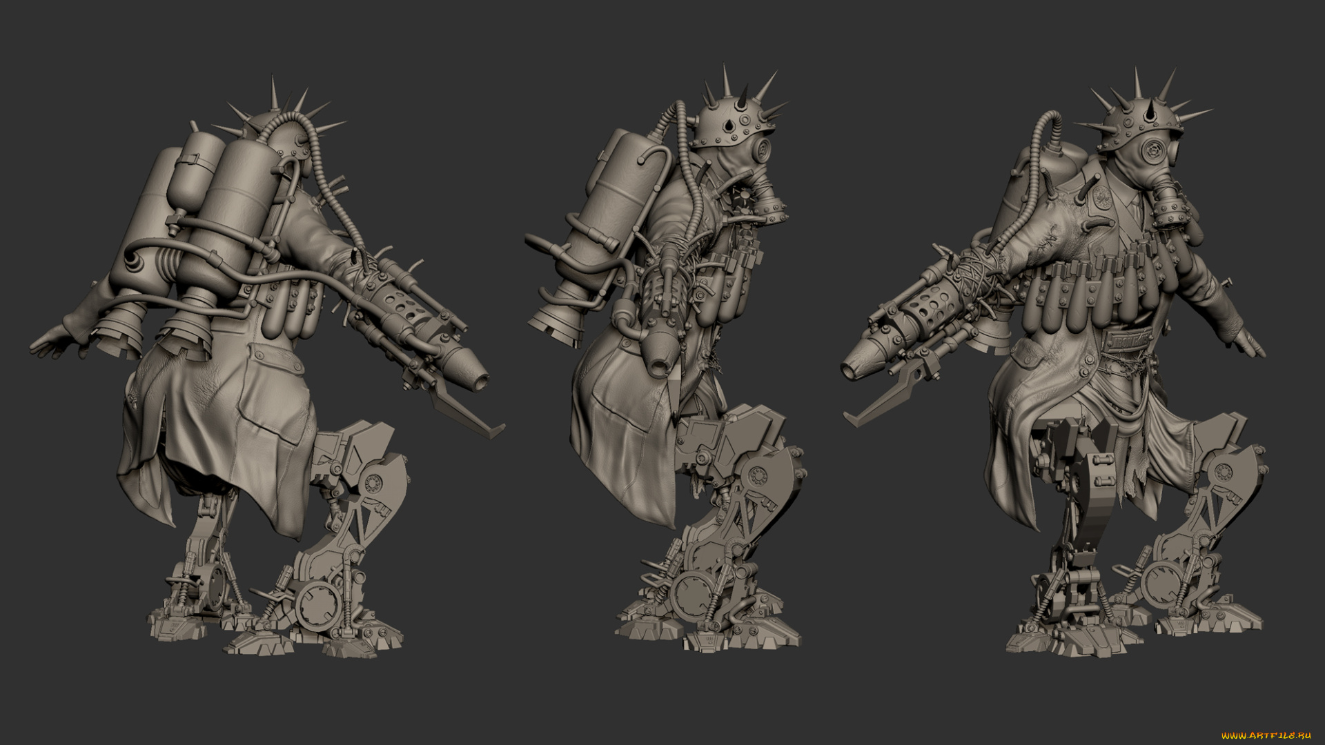 3д, графика, _science, fiction, противогаз, фон, робот