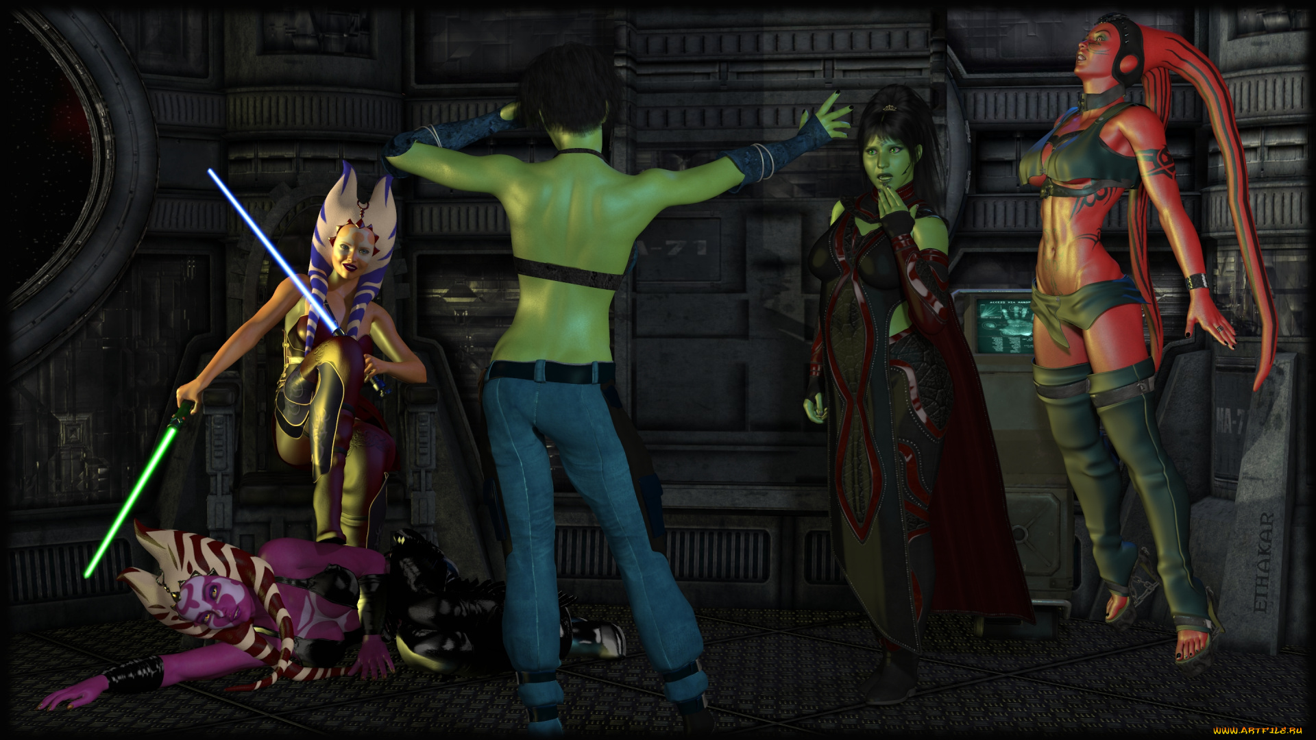 3д, графика, существа, , creatures, взгляд, халки, оружие, девушки