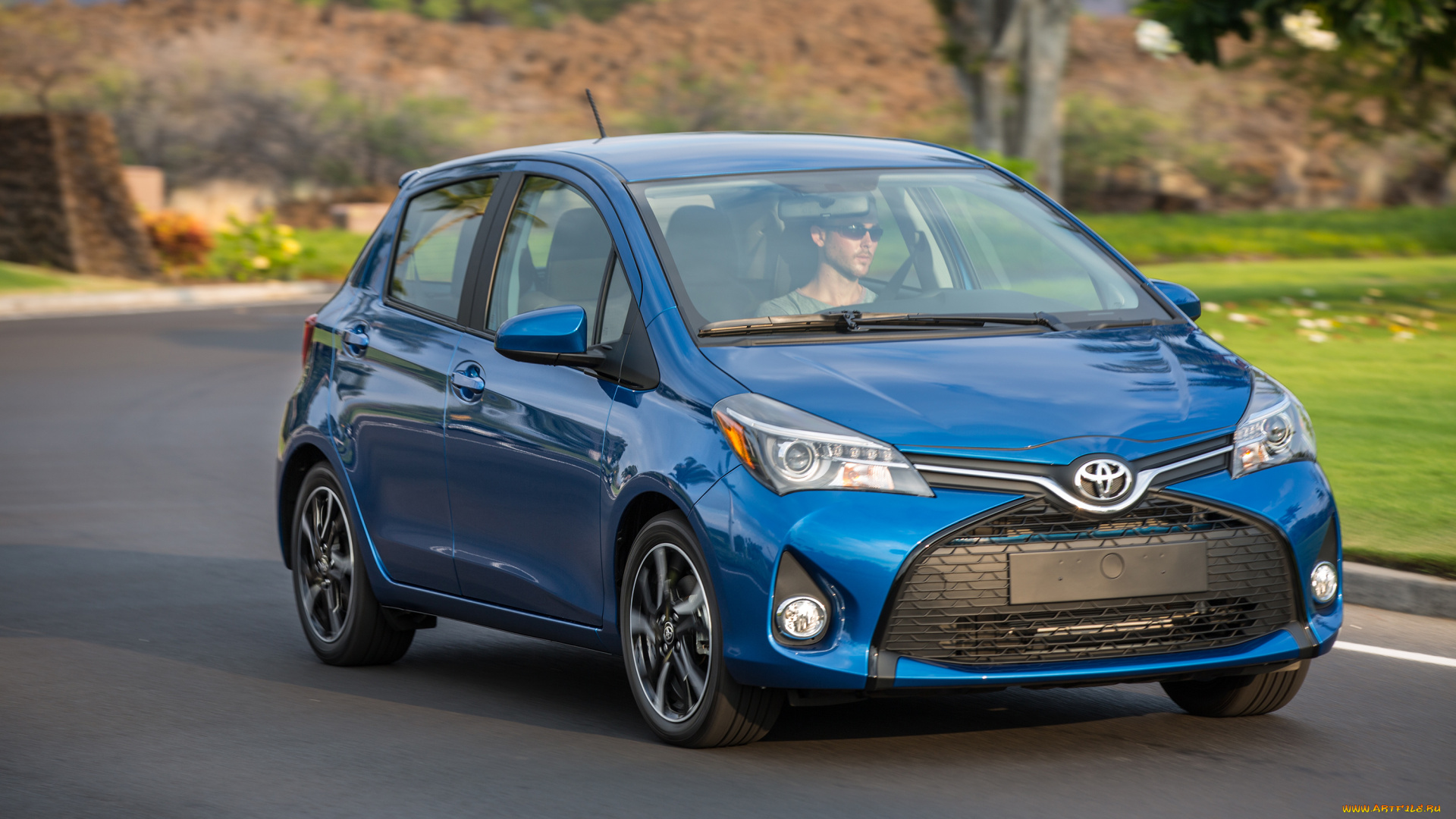 автомобили, toyota, 2015г, синий, us-spec, 5-door, se, yaris