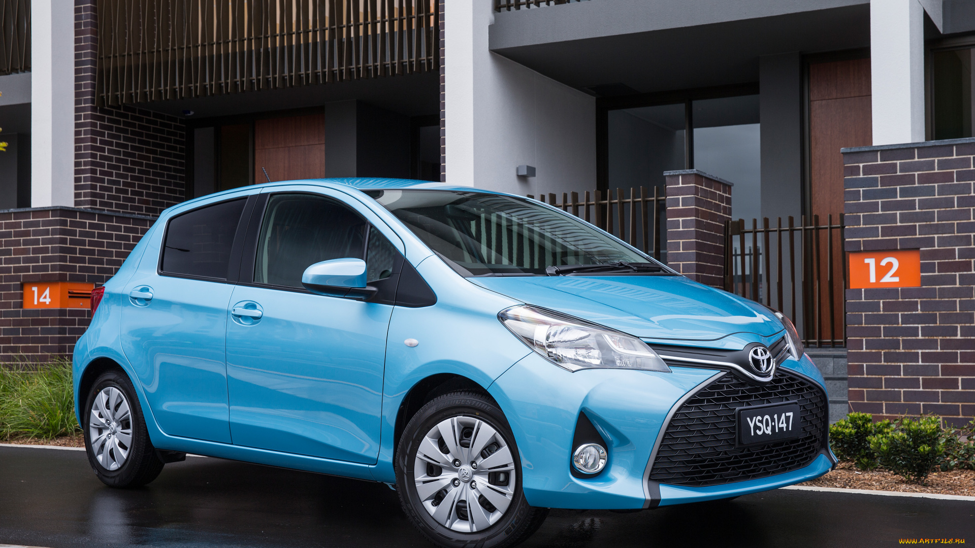 автомобили, toyota, yaris, синий, 2014г, sx