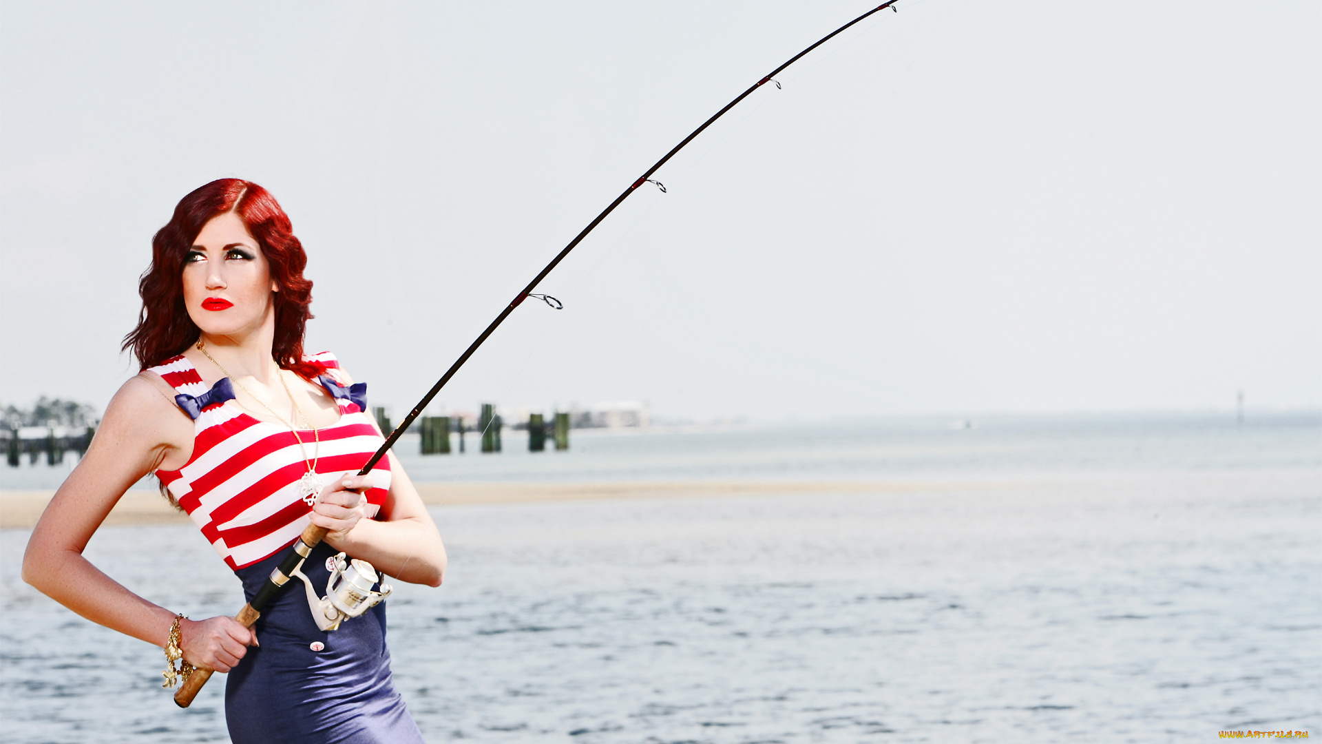 девушки, -unsort, , рыжеволосые, и, другие, fishing, woman, kimber, lee