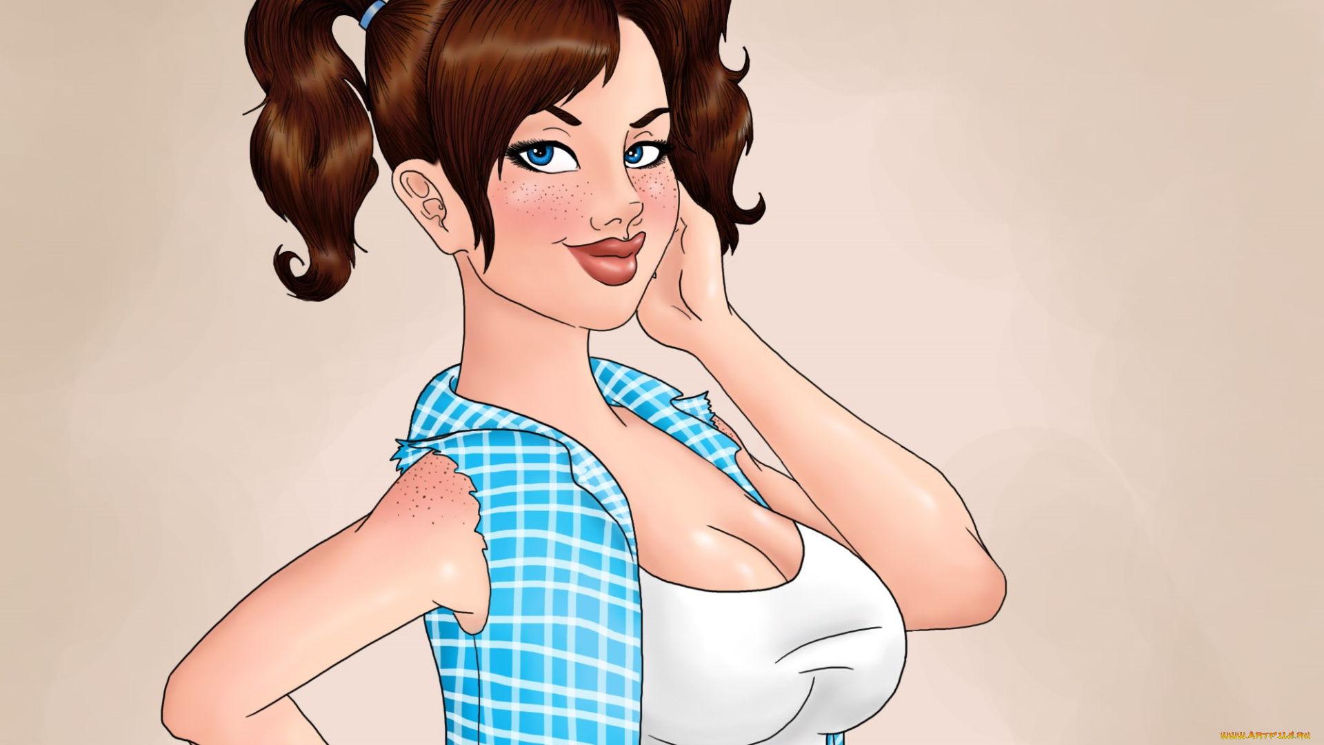 рисованные, люди, взгляд, фон, девушка