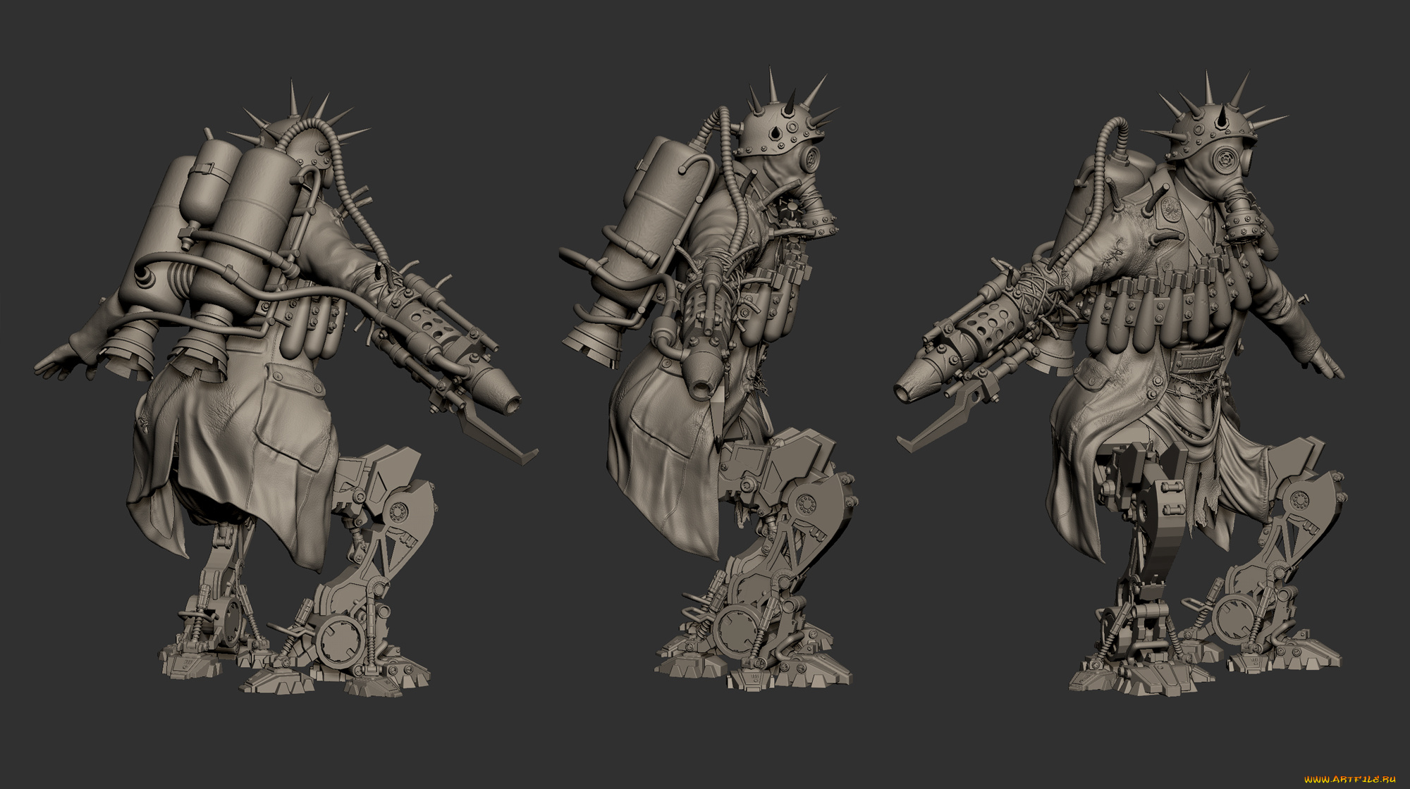 3д, графика, _science, fiction, противогаз, фон, робот