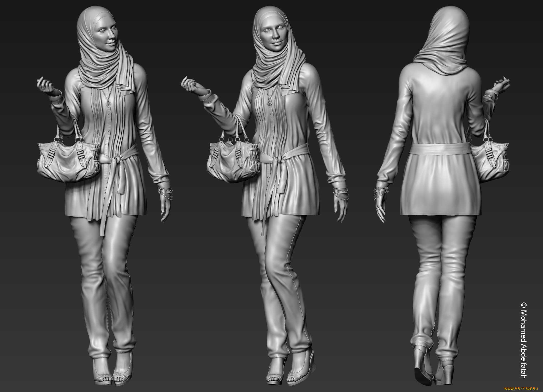 3д, графика, _science, fiction, сумпка, девушка, взгляд, фон