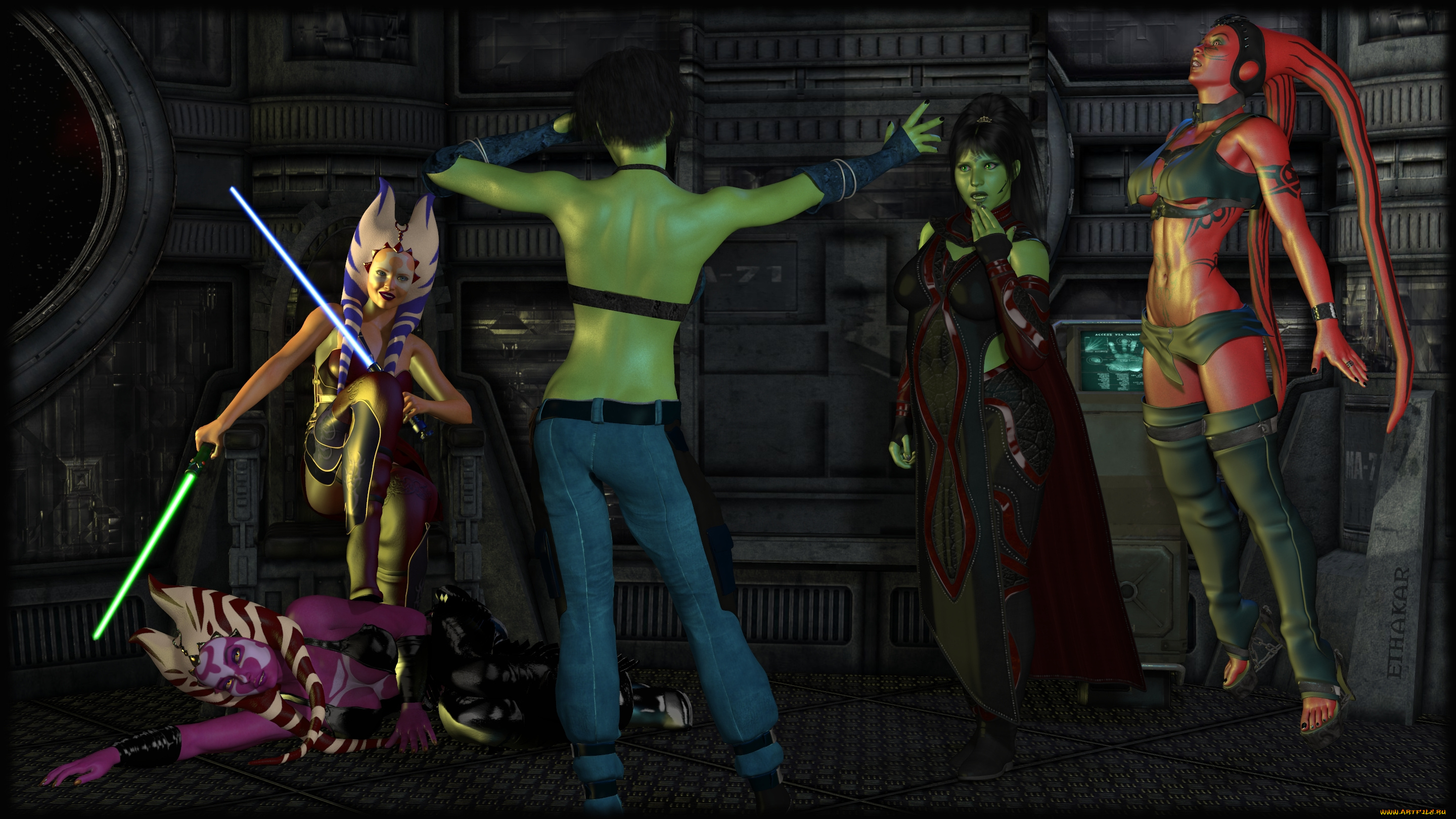 3д, графика, существа, , creatures, взгляд, халки, оружие, девушки