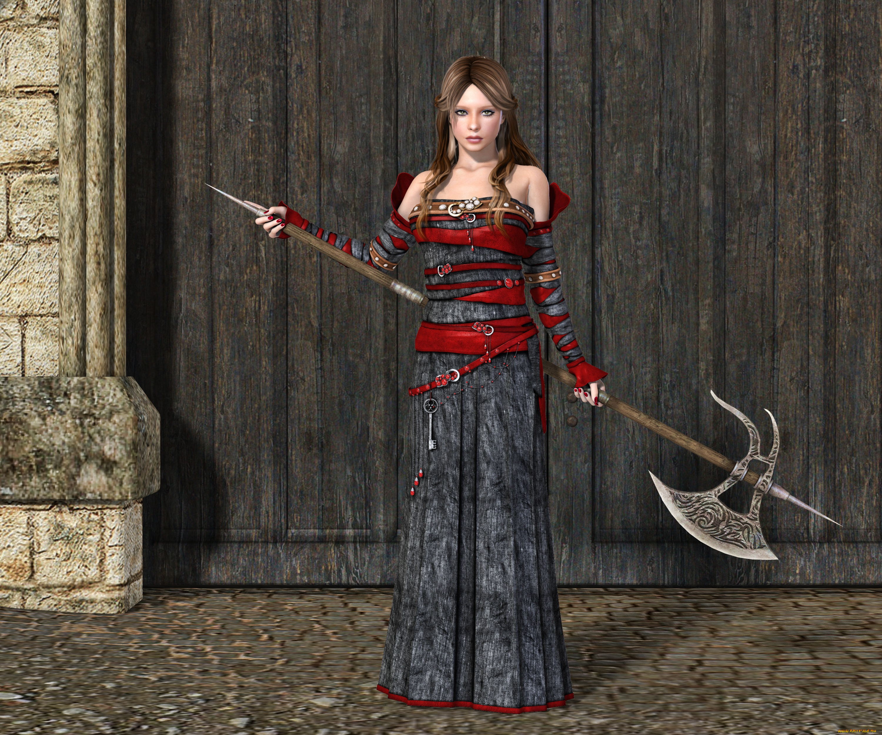 3д, графика, фантазия, , fantasy, оружие, девушка, взгляд