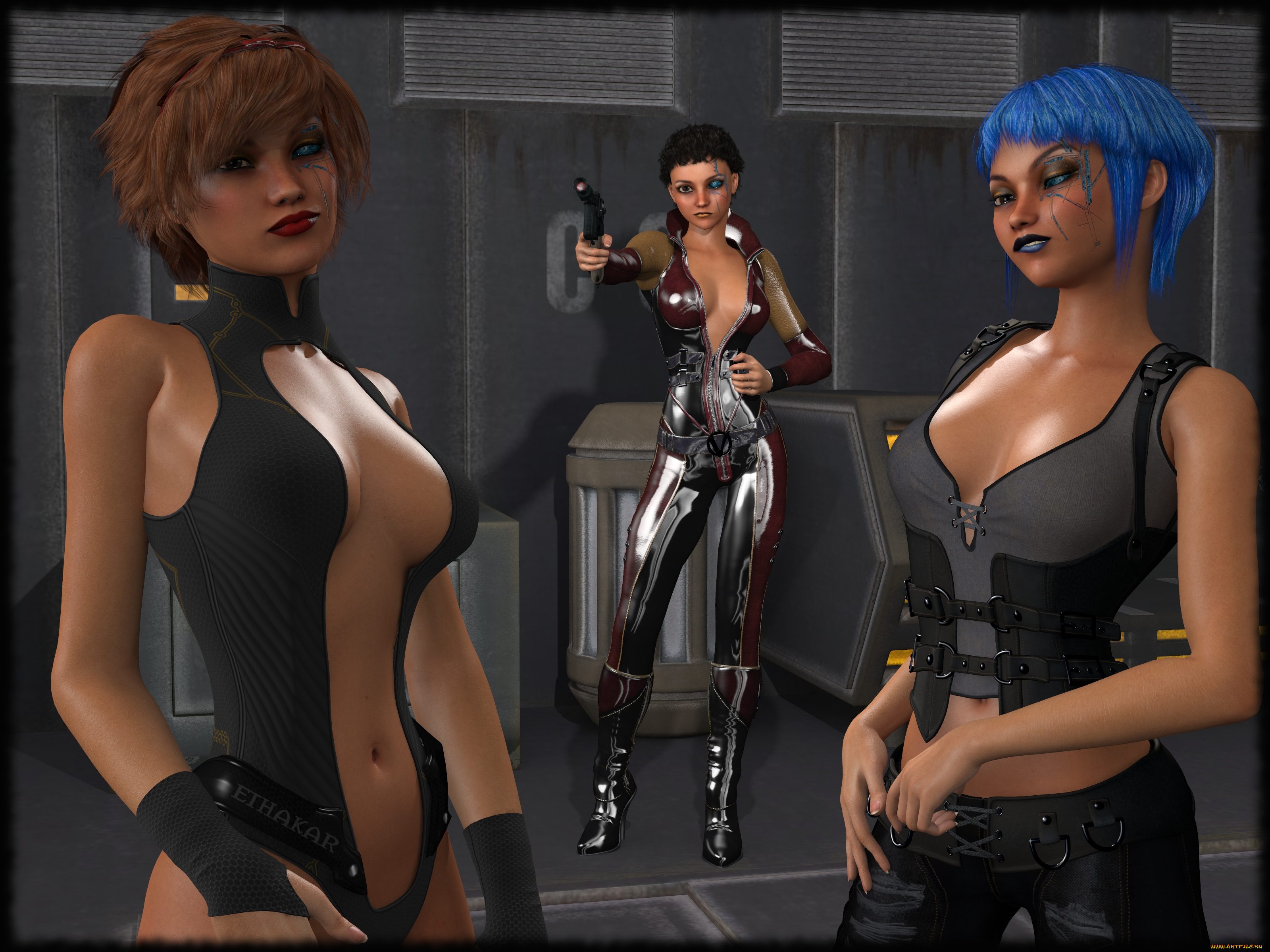 3д, графика, фантазия, , fantasy, взгляд, девушки, оружие