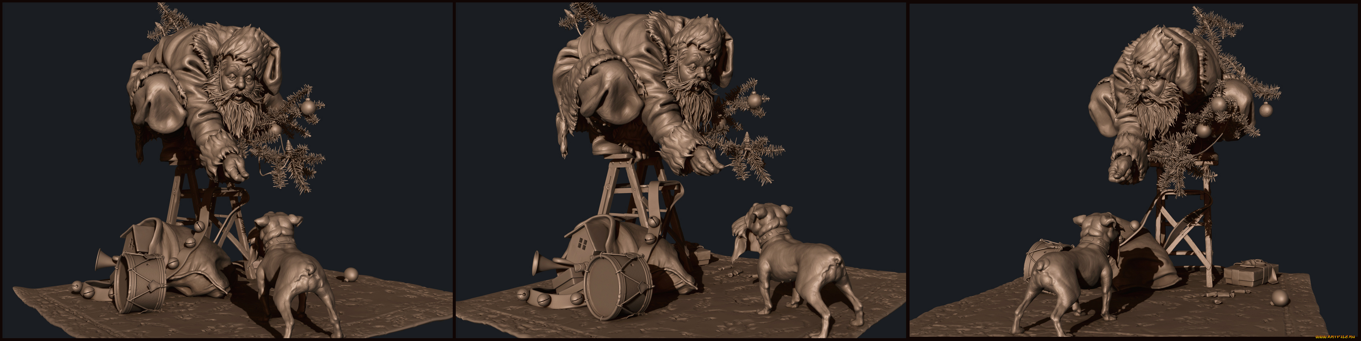 3д, графика, _science, fiction, собака, фон, старик