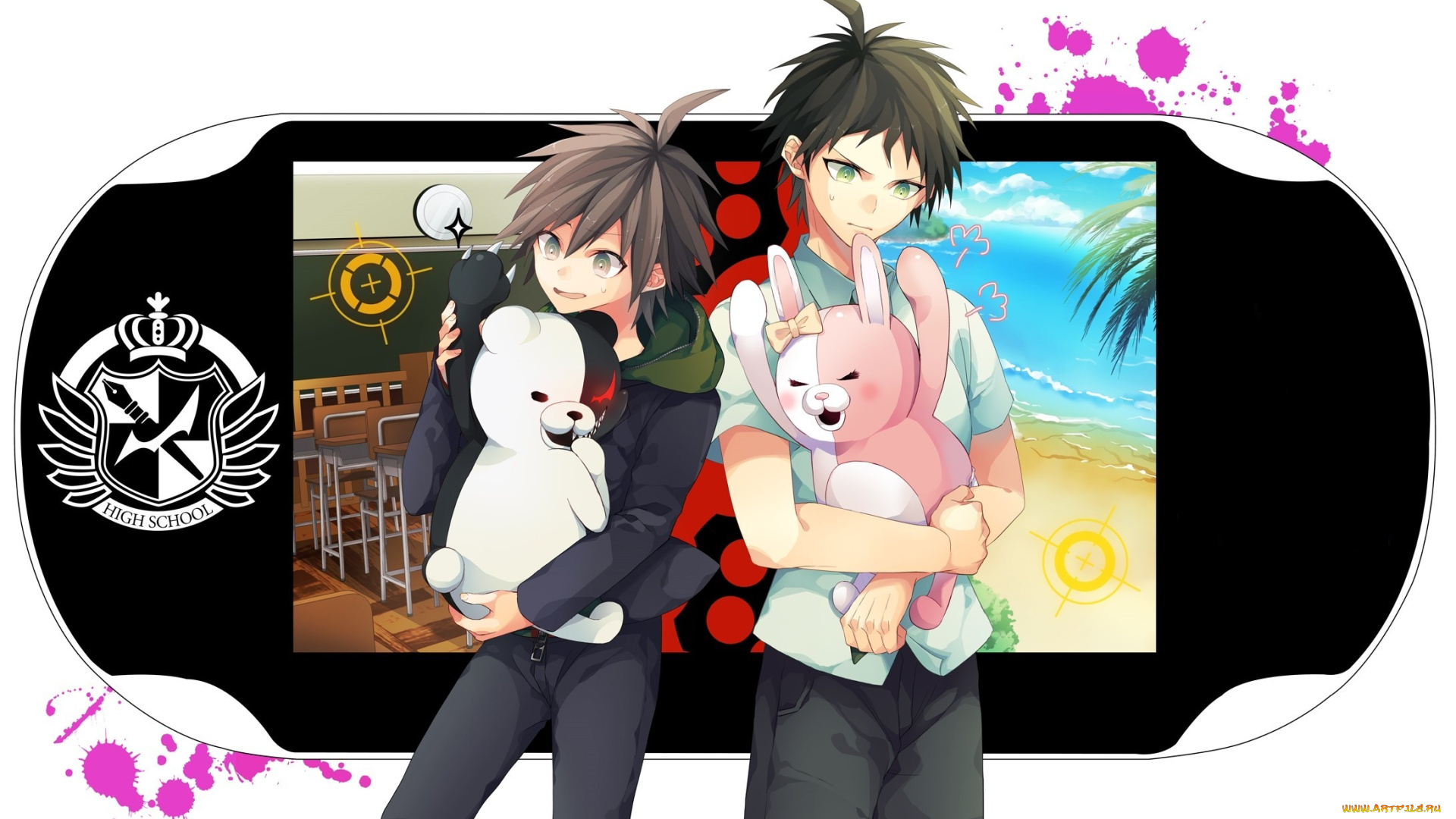 аниме, danganronpa, monokuma, naegi, hinata, hajime, console, dangan-ronpa