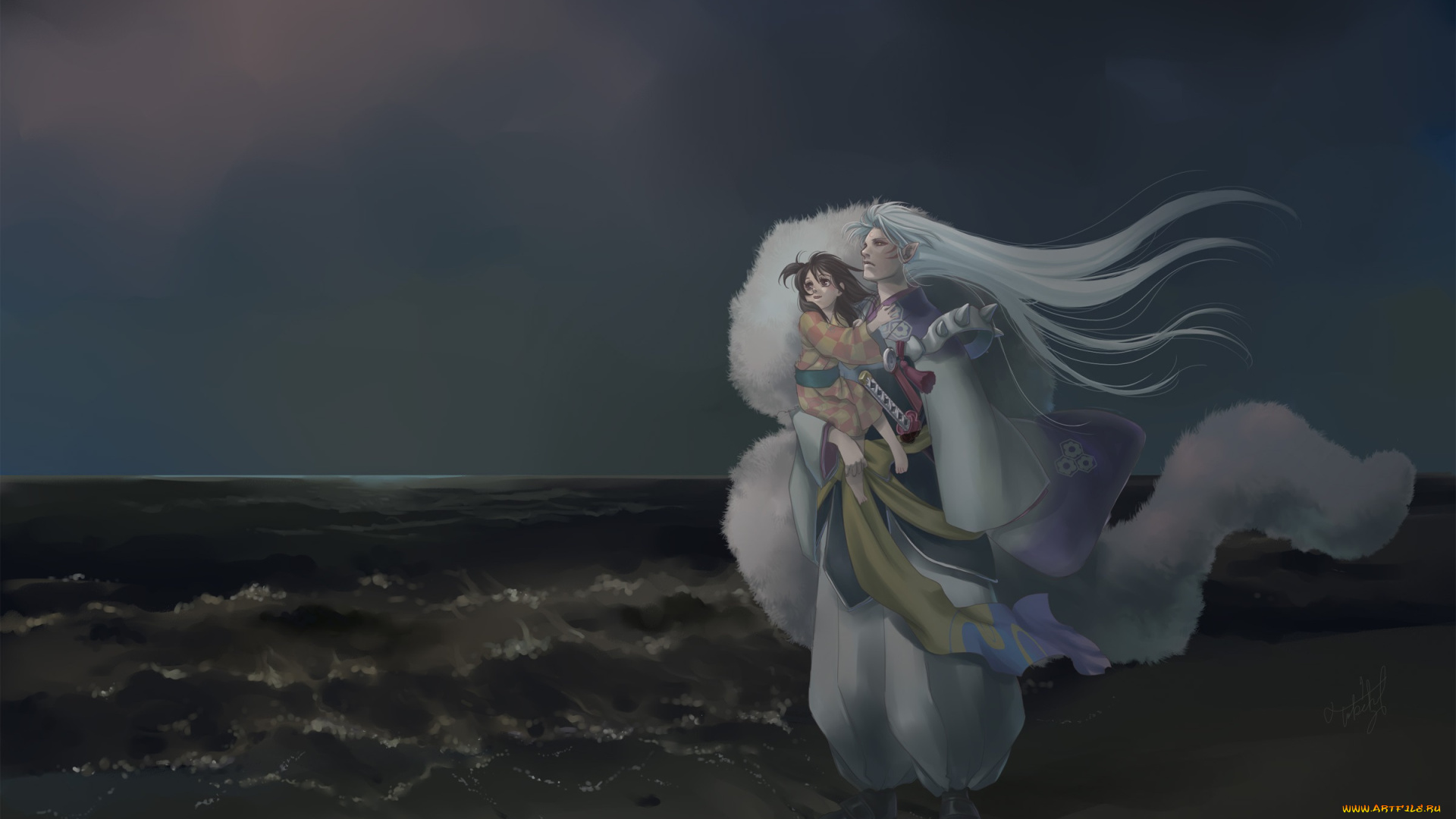 аниме, inuyasha, сешимару, рин, инуяша, арт